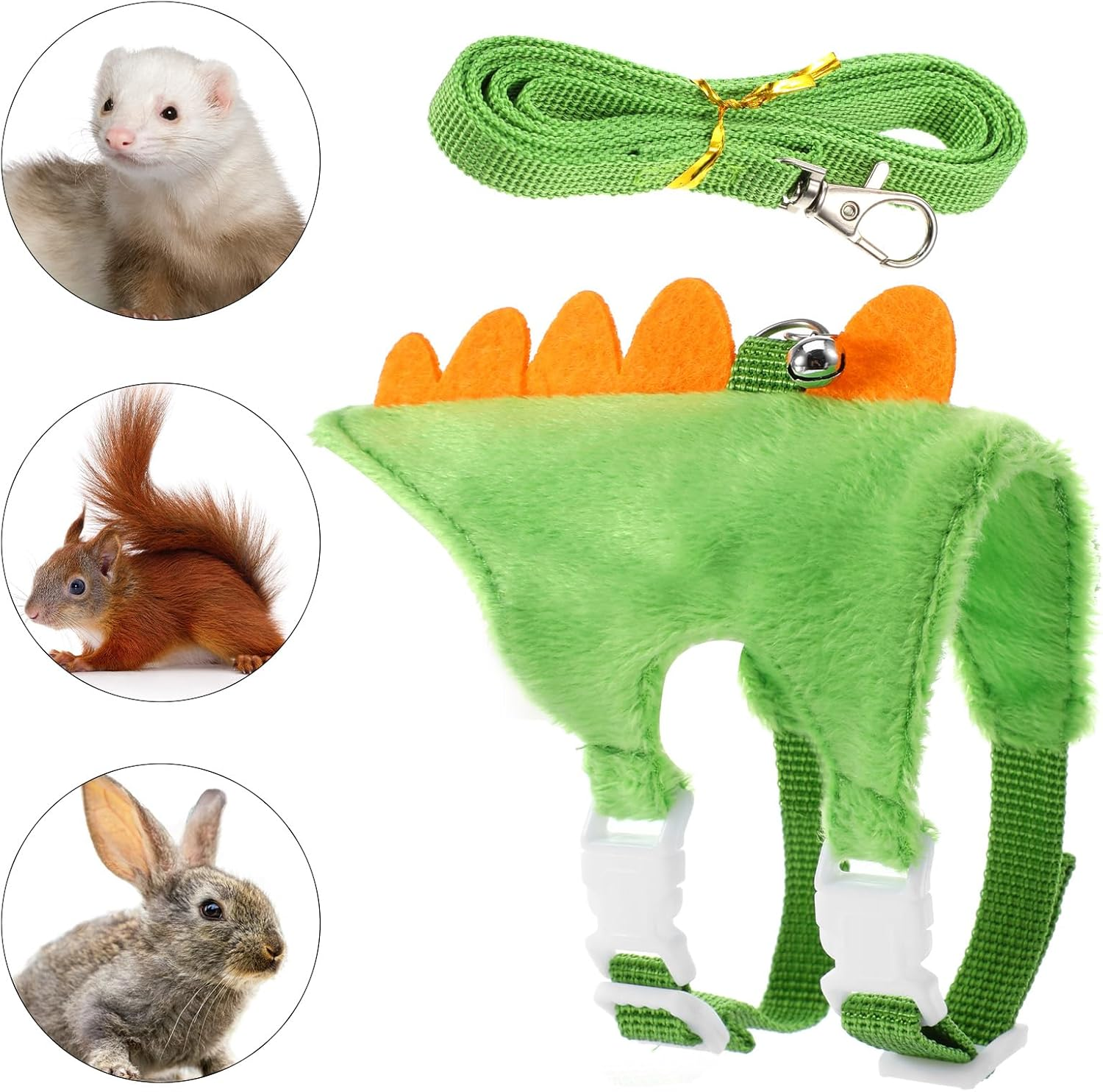 YBEATY Ferret Harness and Leash Set Small Animals Vest Harness with Safe Bell Dinosaur Shaped Leash Set for Baby Rabbit Guinea Pig Teacup Chihuahua Mouse and Other Small Pet image number 5