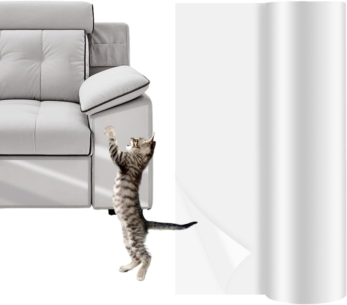 Sofa Transparent Scratch Protection Pad Furniture Protector Cat Scratching Film Cat Self-Adhesive Cat Scratch Protection Anti-Scratch Tape for Furniture Couch Sofa Wall image number 1