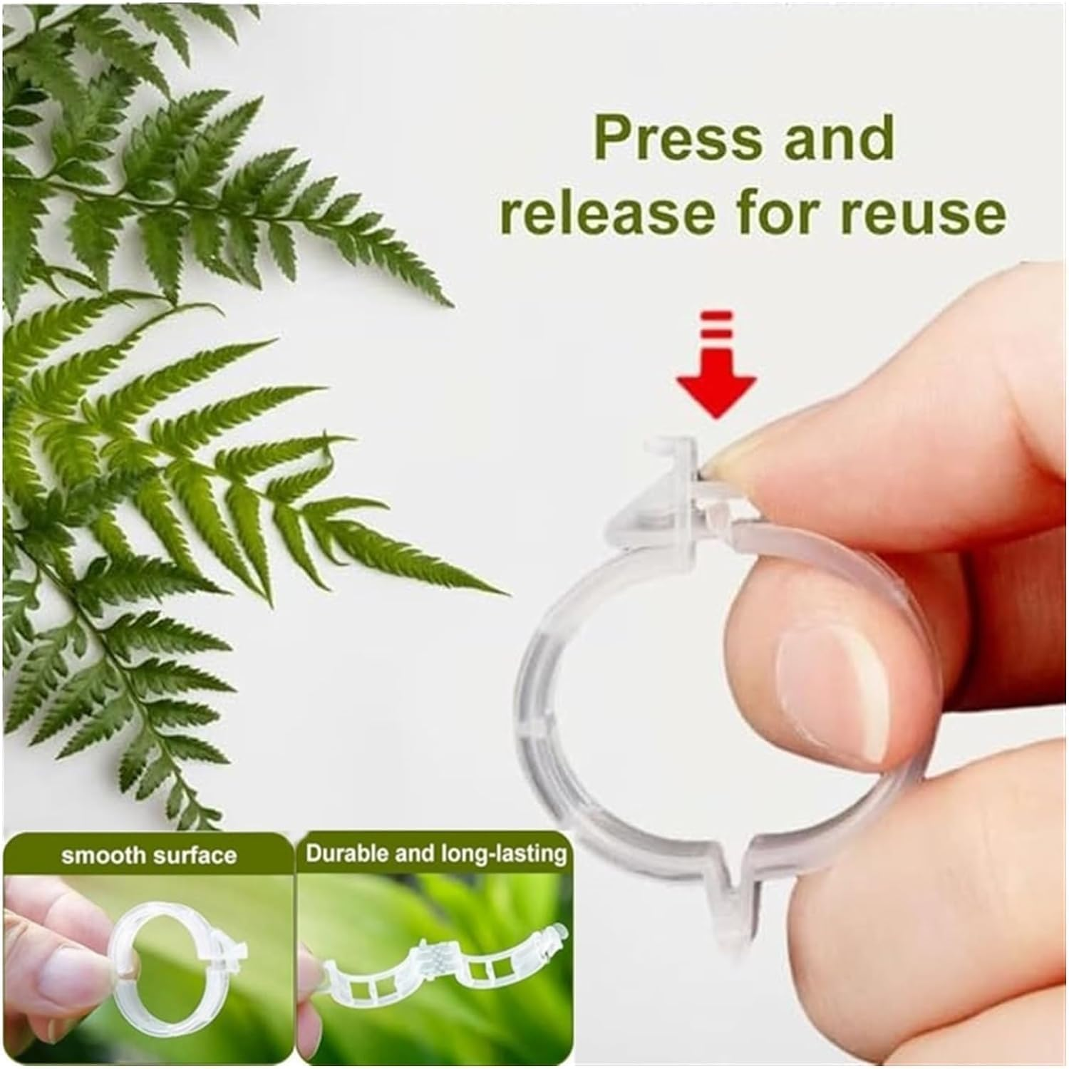 Secured Plastic Plant Clip, Plant Support Clips Reusable Garden Clips, Plastic Trellis Clips Plant Support Clips Tomato Grape Vine Vegetables Plant Fixing Clips (Green - 100Pcs) - Black - 100Pcs image number 4