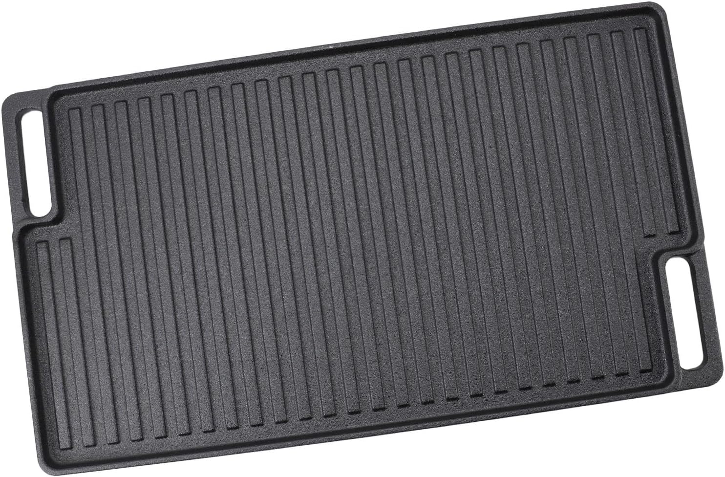 Rectangular Cast Iron Grill Plate, Non Stick Reversible Grill Plate with Handles, Sturdy Heavy Duty Double Burner Griddle for Indoor Stovetop or Outdoor Camping BBQ image number 4