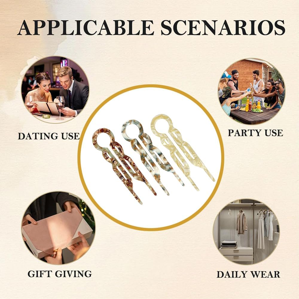 Premium Hair Pins for Women,3Pcs French U Shaped Bobby Pins for Thick Hair, Strong Hold Hair Clips Buns and Updos, Vintage Hair Accessories image number 4