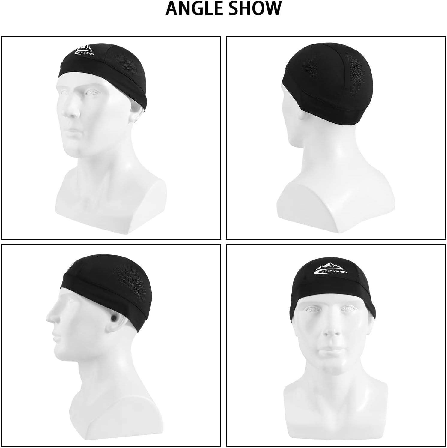 Hapurs 2 Pack Skull Cap Helmet Liner Sweat Wicking Cycling Running Hat, Cycling Skull Caps Wicking Beanie Do Rag Head Wrap for Men Women(Black & Black) image number 1