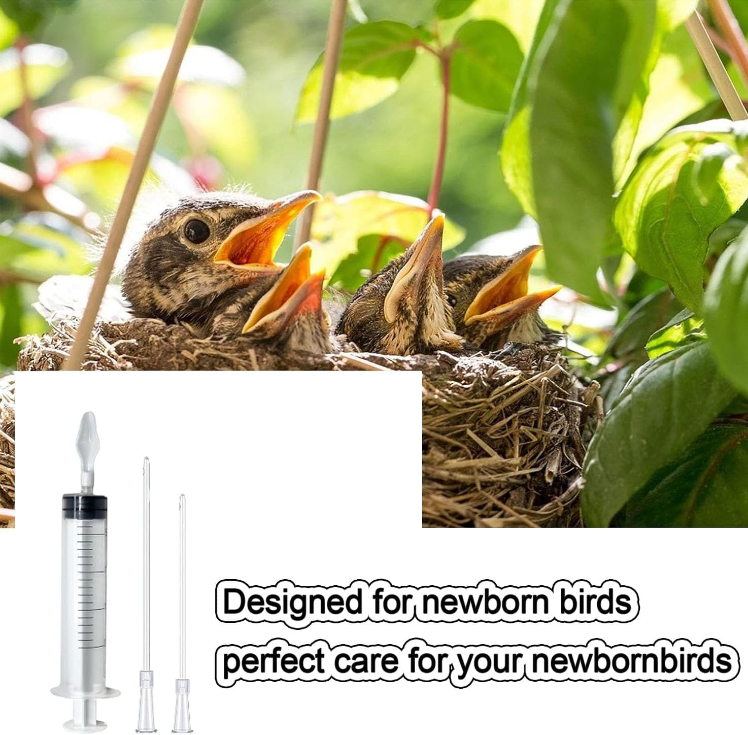 WADY Feeding Syringe for Baby Bird, Parrot, and Sick Birds - Food Grade Silicone Hose Set (8Cm and 12Cm) - Pet Hand Rearing Crop Tubes Feeder image number 3
