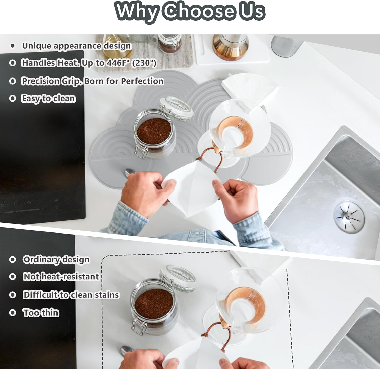 Li&Zhao Dish Drying Mats for Kitchen Counter - Dish Mat Drying Kitchen Mat Silicone Drying Mat Silicone Mats Dish Rack Mat Dish Drainer Mat image number 3