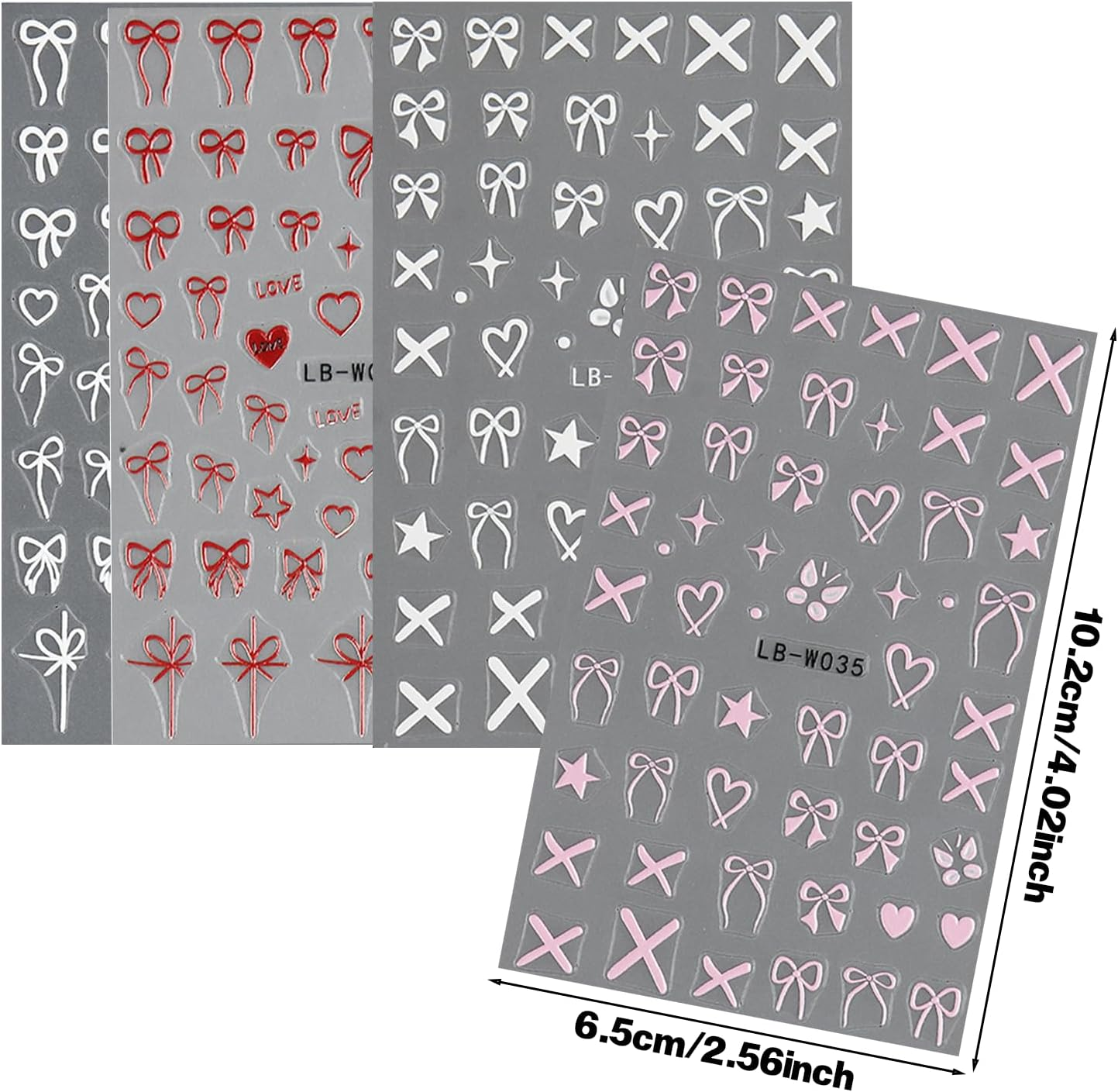 4 Sheets Bow Heart Girl Nail Art Stickers Star Butterfly Self-Adhesive Nail Stickers DIY Nail Art Decoration Accessories Silver Glitter Design Easy to Paste Long-Lasting DIY Nail Decoration for Girls image number 4