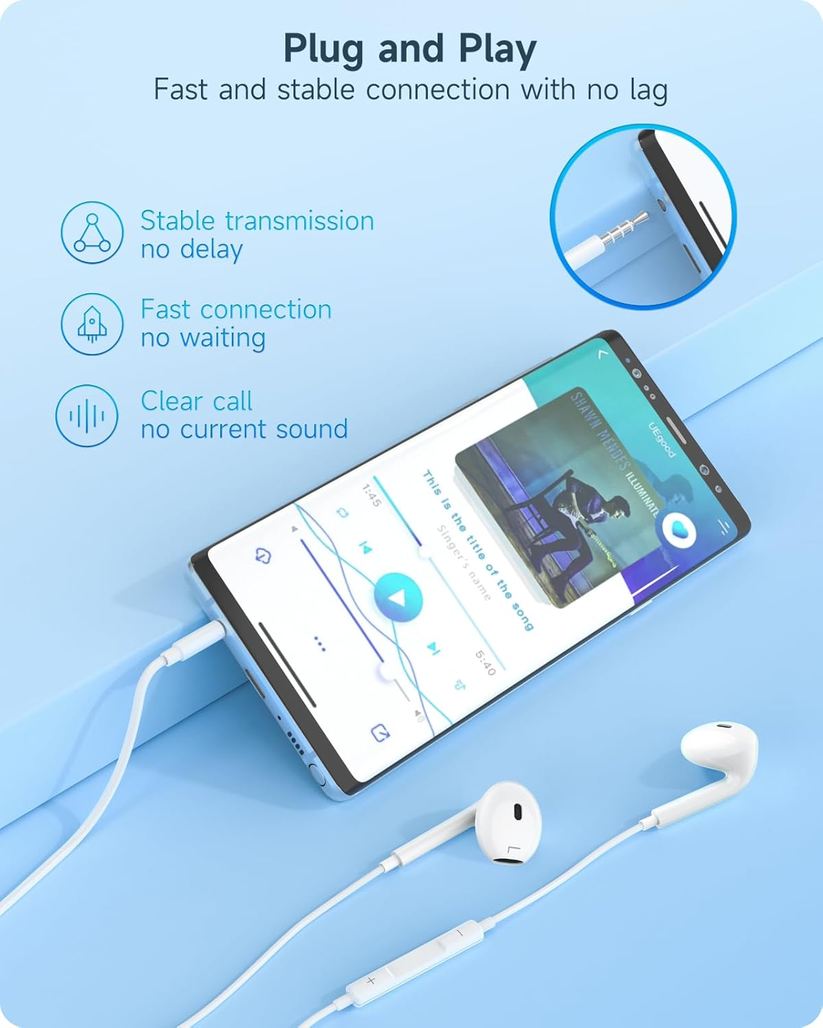 Ohuhu Wired In-Ear Headphones with 3.5 Mm Jack Connection, Hifi Stereo Earphones with Noise Isolation, Microphone and Volume Control for Iphone, I-Pad, S-Amsung,H-Uawei,A-Ndroid-T-Tablets, MP3/MP4 image number 1