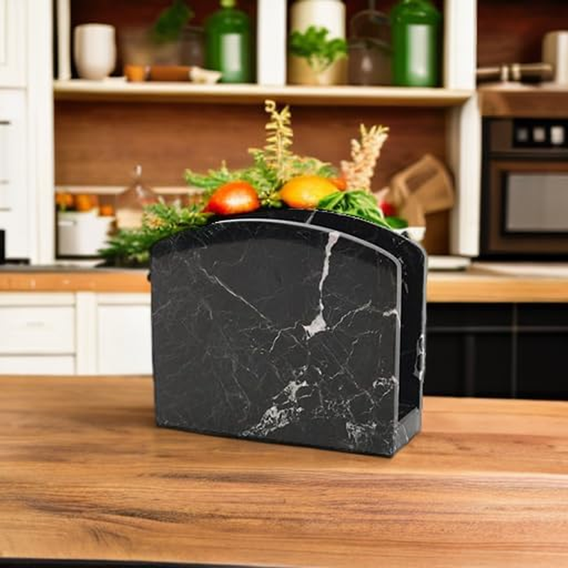 Radicaln Marble Napkin Holder 5.5" Inch Black Handmade Serviette Holder - Kitchen Table Top Decor, Napkins for Coffee Table, Cocktail Napkin Holder, Kitchen Accessories - Black image number 5