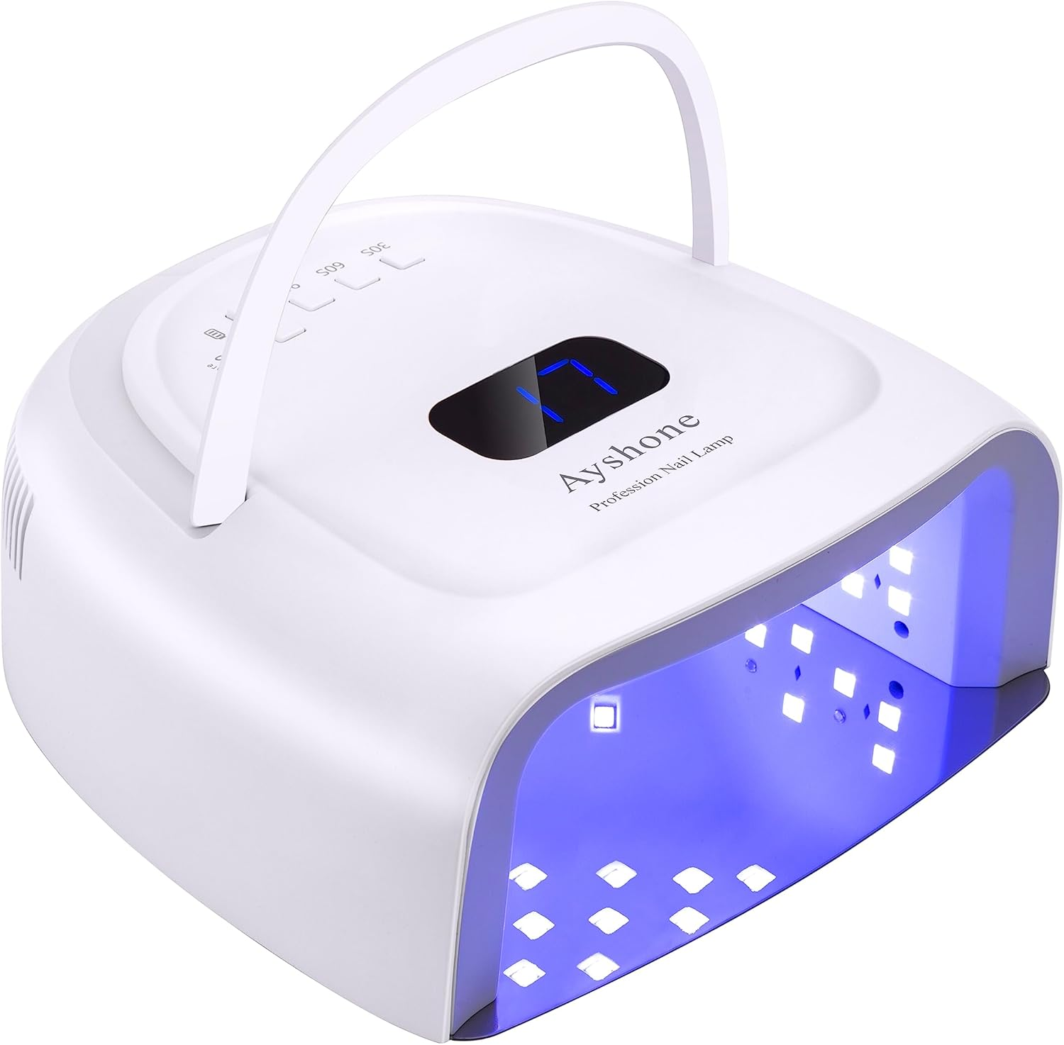 Ayshone Rechargeable LED Gel Nail Lamp,60W Cordless UV Led Nail Light Nail Dryer for Gel Nails with Lifting Handle Touch Sensor LCD Screen(White)