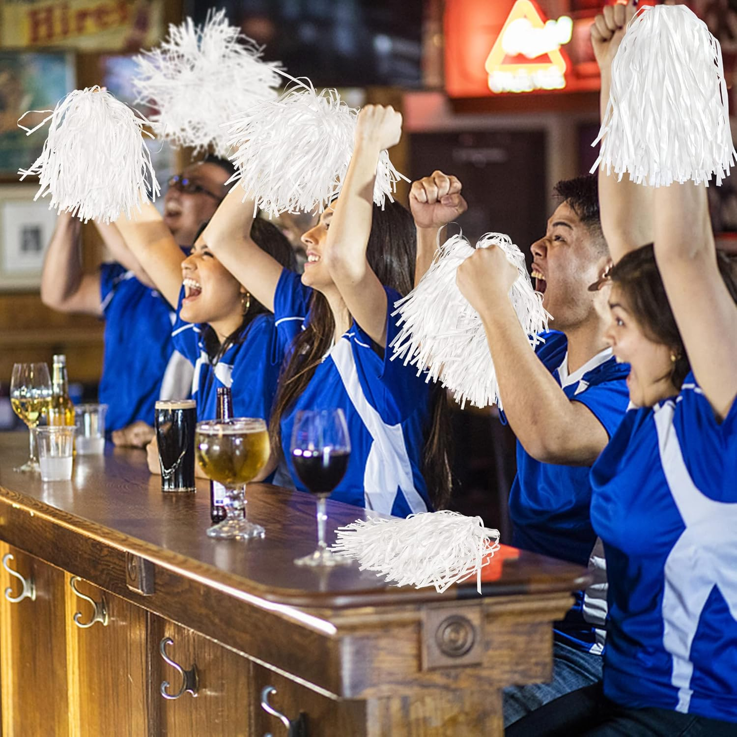 18PCS Cheerleading Pom Poms Foil Plastic Pom Poms for Game Sports Squads Dancing Party Football Basketball Club Spirit Sports Stage Performance Celebration image number 4