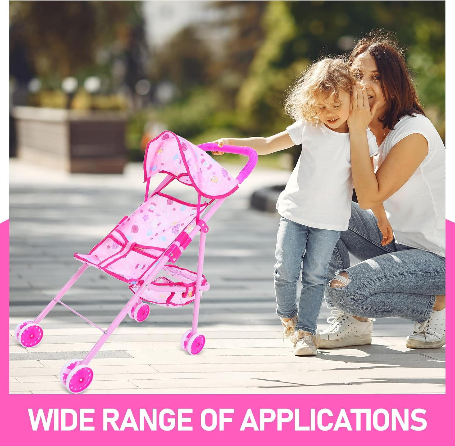 Alasum Baby Doll Stroller Play Toy Doll Stroller Push Pram Baby Carriage for S Toddlers Girls Toys for Girls Pram Childs Play image number 6