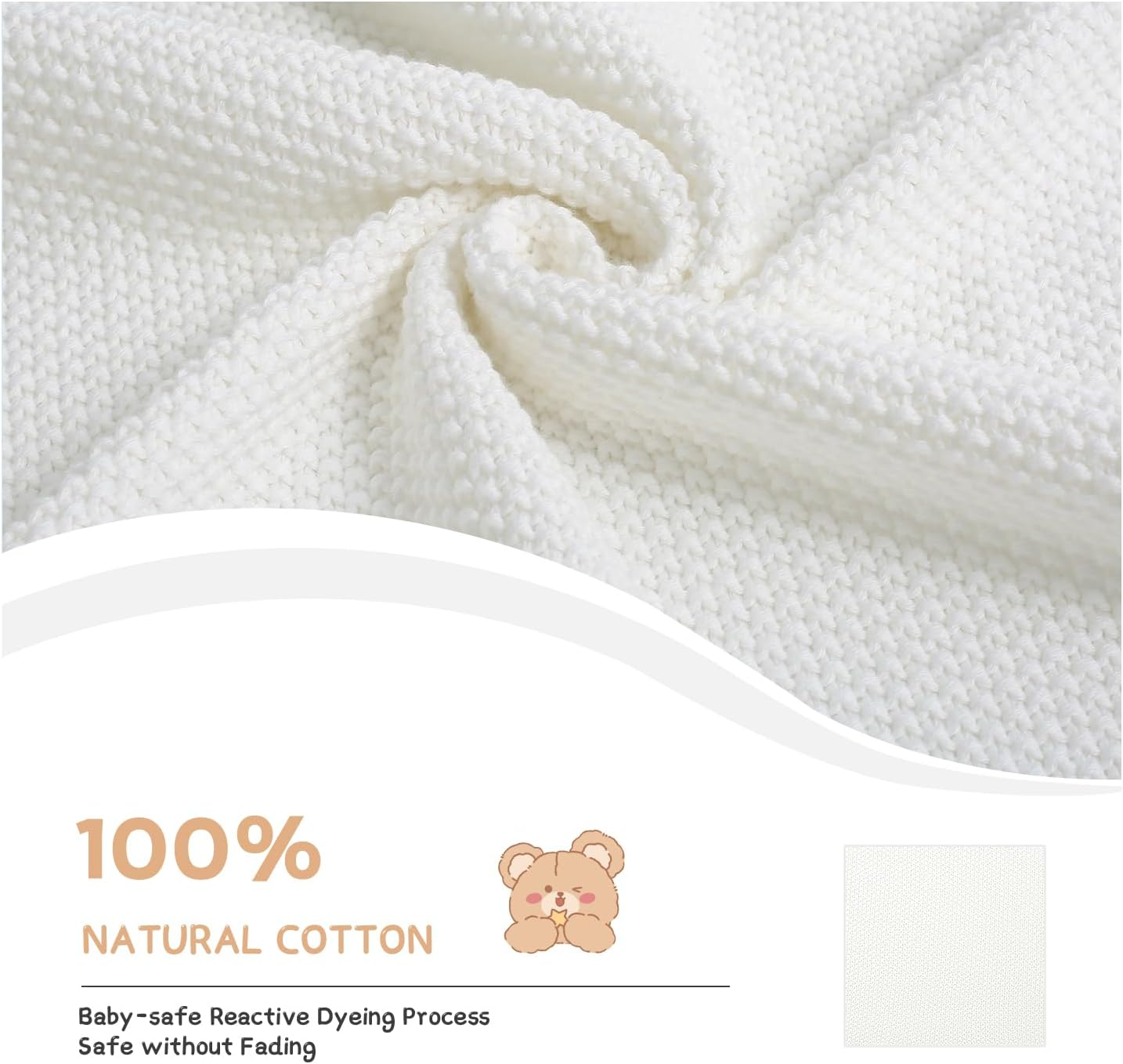 100% Cotton Baby Blanket Knit Lace Soft Warm Toddler Blanket,30 X 40 Inches，White - Green image number 7