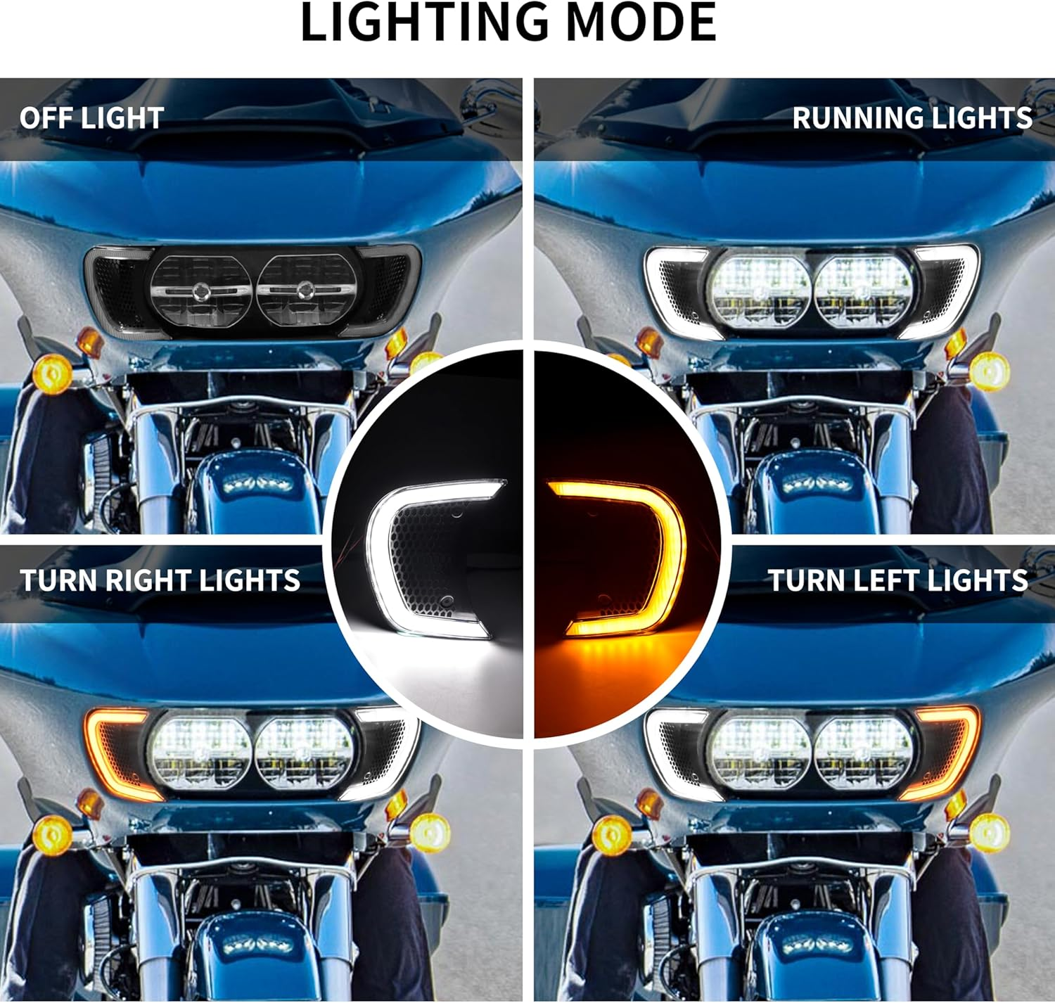 Motorcycle Headlight Vent Accent LED Turn Signal Indicator Side Lights Lamp for Harley Road Glide FLTRX Special FLTRXS CVO Ultra FLTRU 2015-2024 Accessories (Clear Lens) image number 1