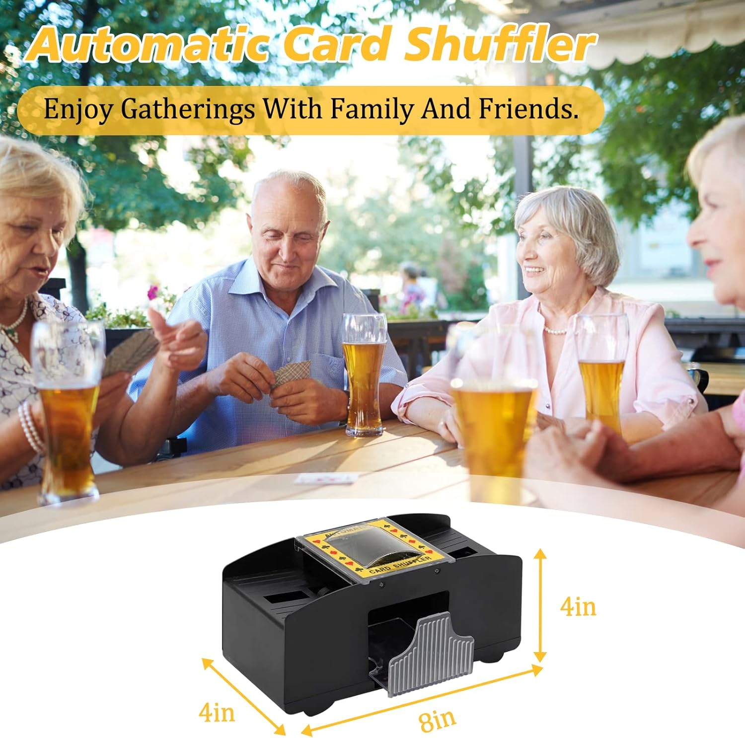 Automatic Card Shuffler 1-2 Deck, Electric Poker Card Shuffler Machine for UNO Playing Card Game, Electric Shuffler Machine for Blackjack, Texas Hold'Em, Family Party Travel (Battery Operated) image number 1