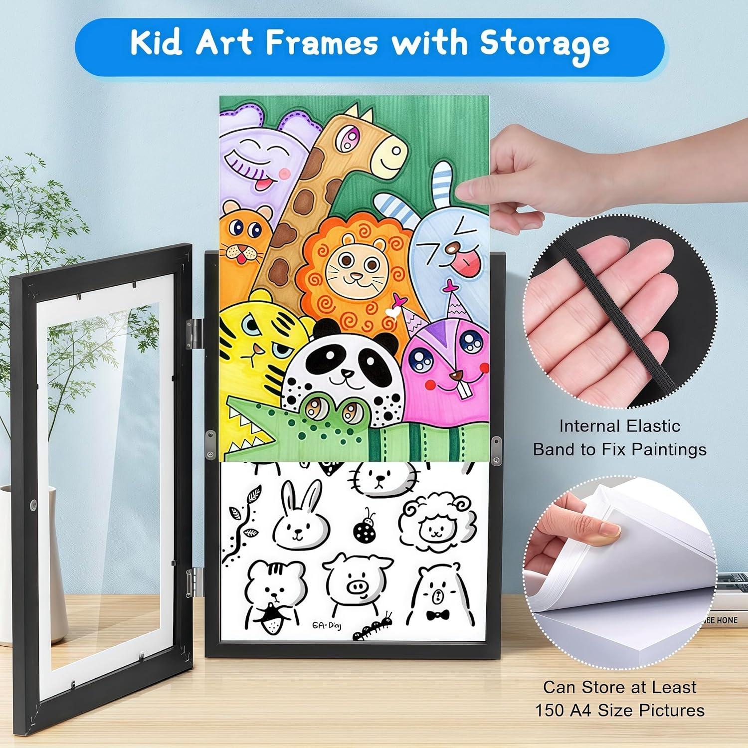 1PCS A4 Kids Art Frame - Durable Children'S Picture Frame for Displaying Artwork, Ideal for Home or School Use, Easy to Hang, Perfect for Boys and Girls image number 1