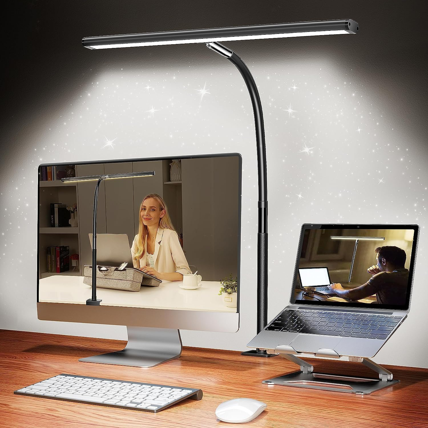 Locinoe LED Desk Lamp for Office Home, Eye-Caring Desk Light with Stepless Dimming Adjustable Flexible Gooseneck, 10W USB Adapter Desk Lamp with Clamp for Reading, Study, Workbench image number 4