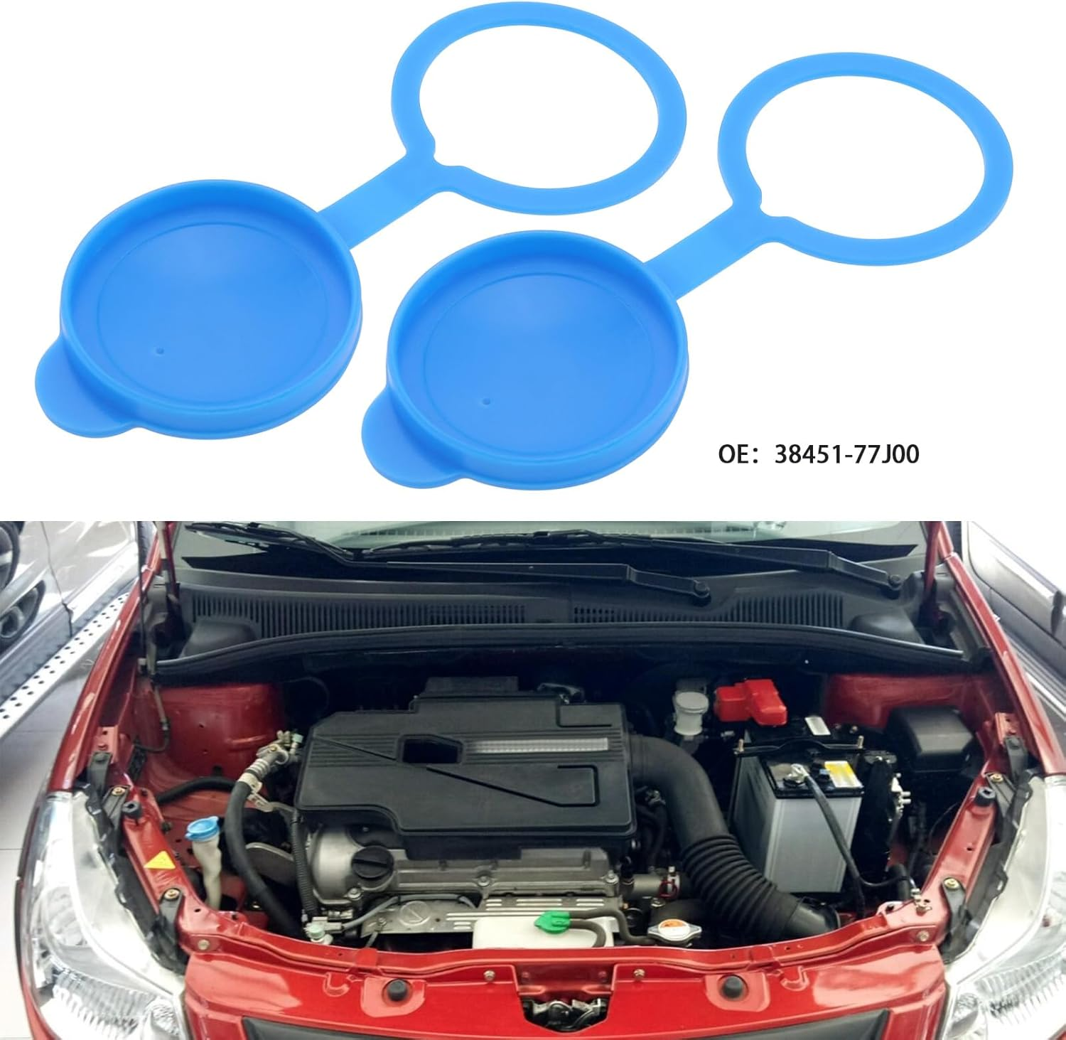 2Pcs Windshield Washer Bottle Cap for Car Front Windshield Spray Cleaning Cap Replacement Part Washer Bottle Cap 38451-77J00 Compatible with Suzuki Swift SX4 MK1, Blue image number 1