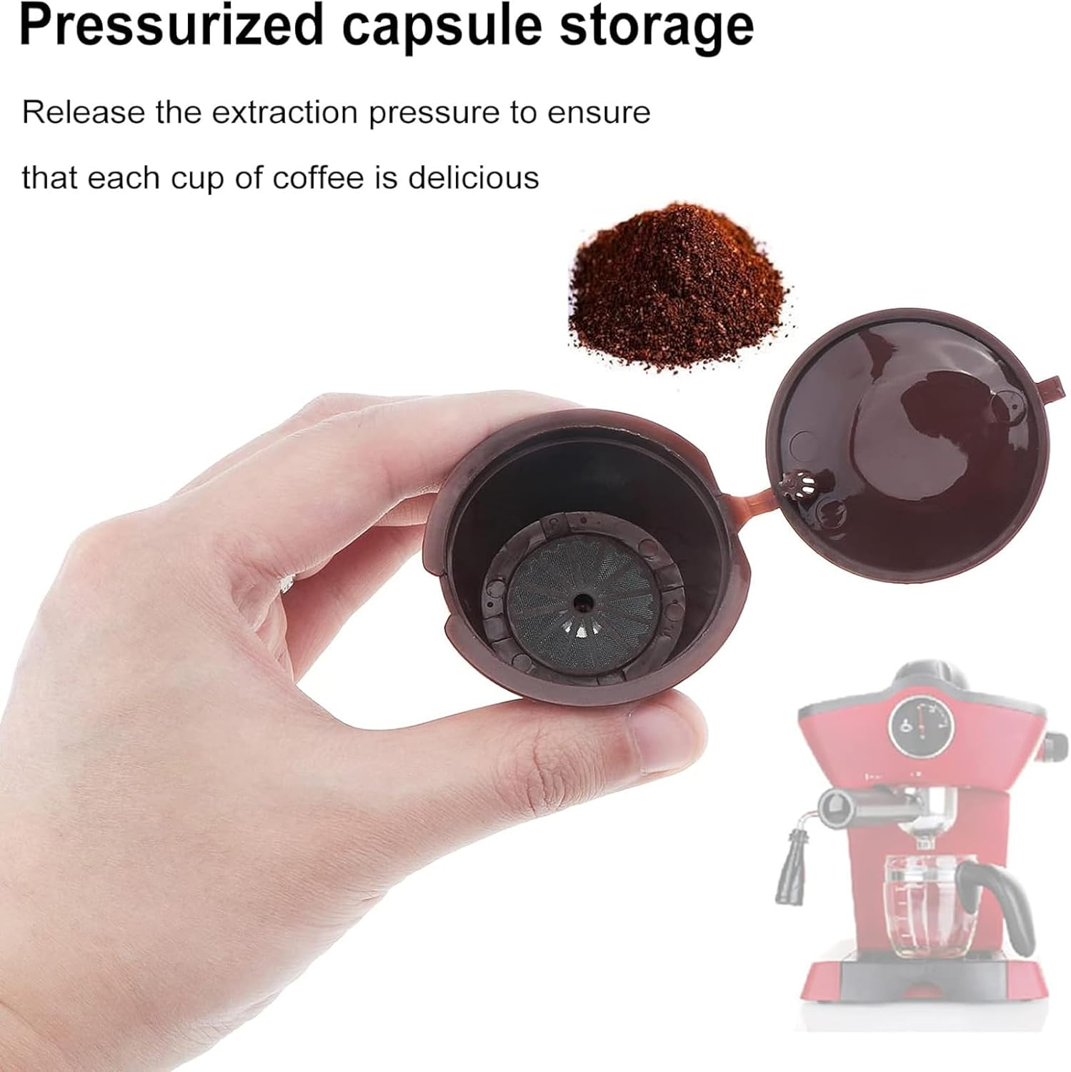 Reusable Coffee Capsule Filters 3Pcs, Colorful Coffee Filters for Nescafe Dolce Gusto Brewers Machine, Reusable Refillable Coffee Pods Capsule Filter Cups Kit with Cleaning Brush and Measuring Spoon image number 2