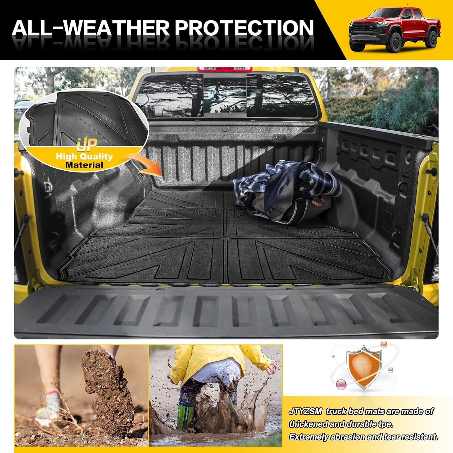 JTYZSM Truck Bed Mat for 2023 2024 2025 Chevy Colorado/Gmc Canyon 5FT Only Bed Liner All Weather Protection TPE Bed Cargo Mat Rear Trunk Mat for 23+ Chevrolet Colorado/Gmc Canyon Pickup Accessories