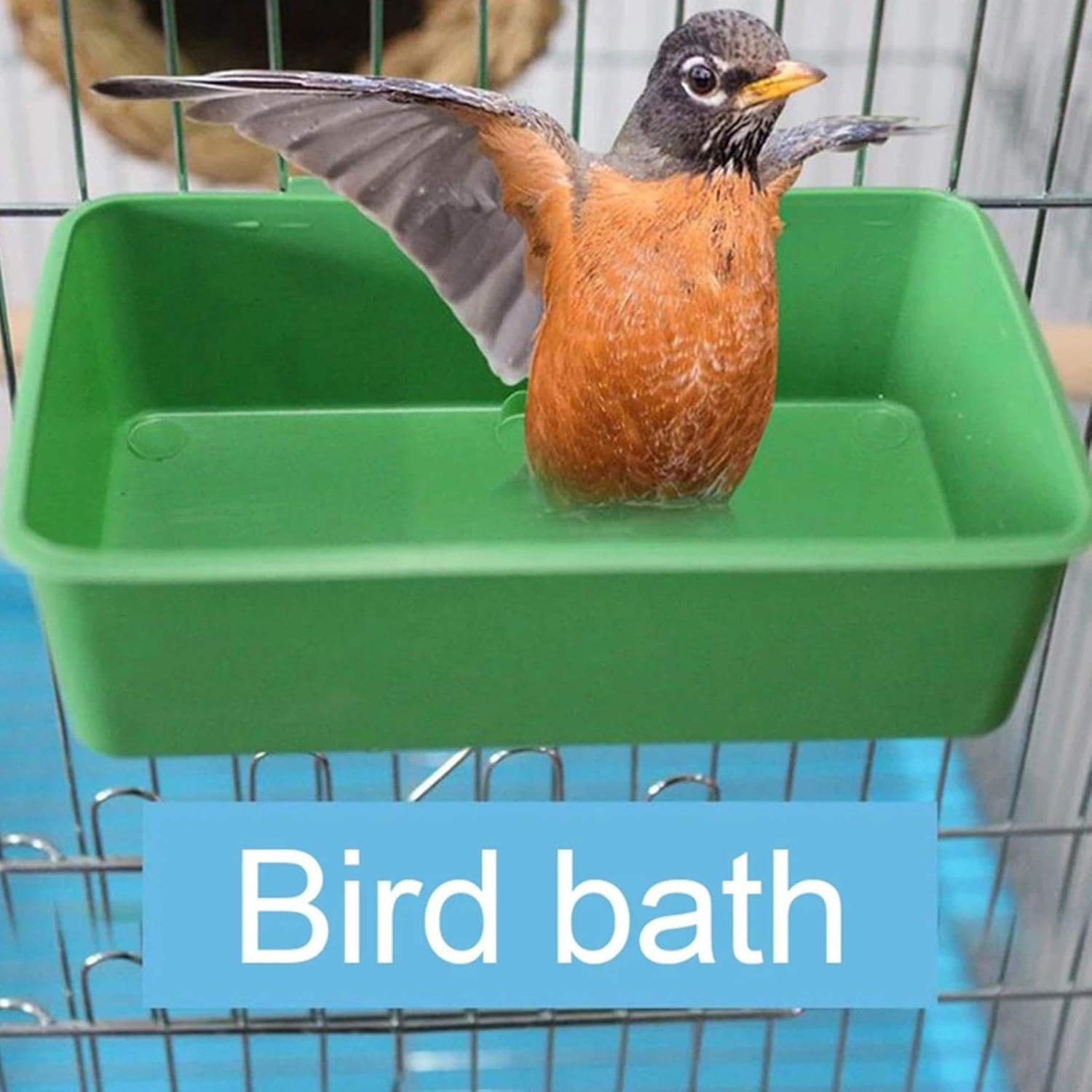Xinhuju Cage Bird Bath Tub - ABS Bird Bathtub, Parrot Bath Tub | Bird Bath Pot with 2 Side Hooks, Hanging Bird Bath Cube Bird Bathtub, Bird Shower Tubs, Versatile Parakeet Shower Box for Small Medium image number 2