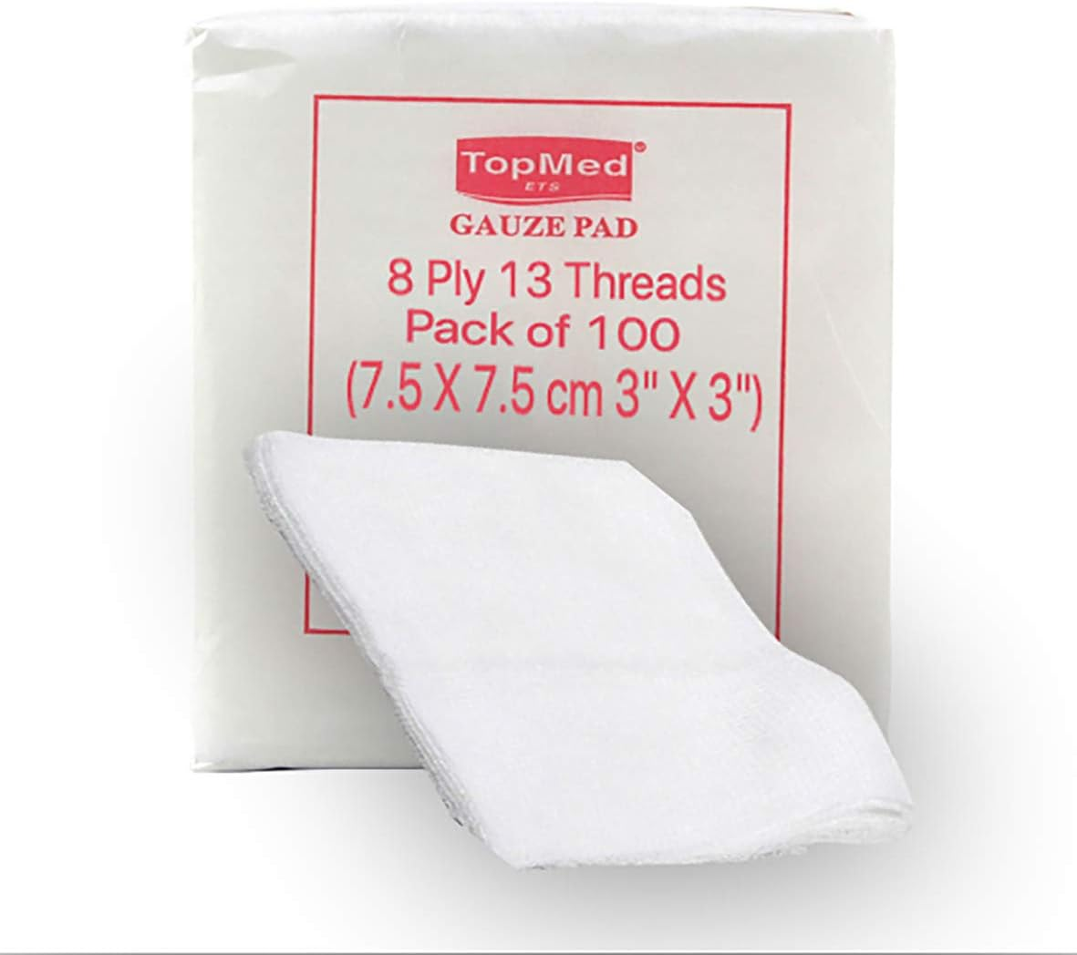 Cotton Gauze Swabs, Non-Sterile,White,8 Ply 13 Threads Pack of 100 (10 X 10 Cm 4" X 4") image number 1