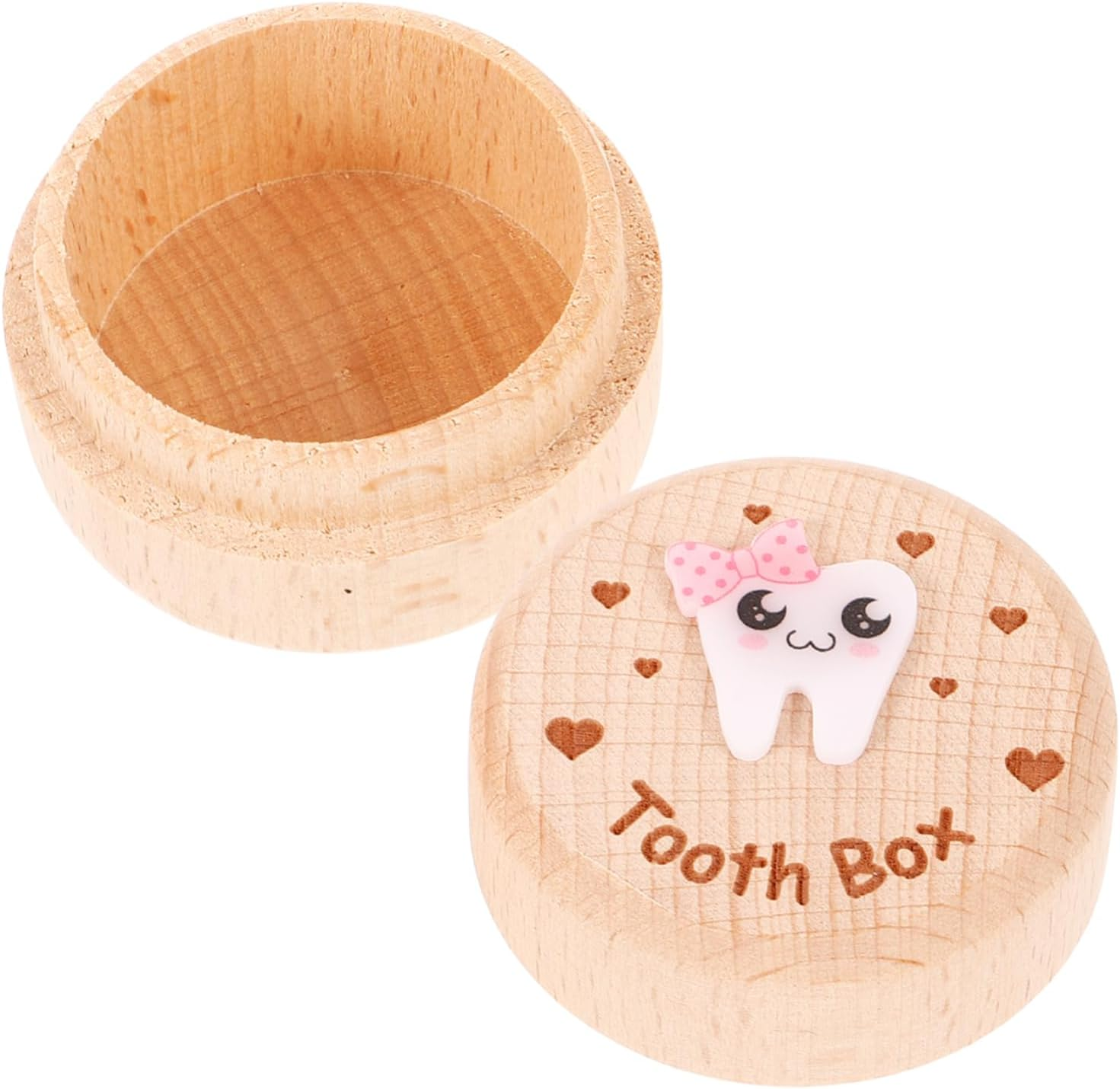 SECFOU Wooden Tooth Box for Boy Girl Modern Keepsake Storage for Teeth and Hair Cute Fairy Box for Boys and Girls Elegant Design for Nurseries and Bedrooms image number 3