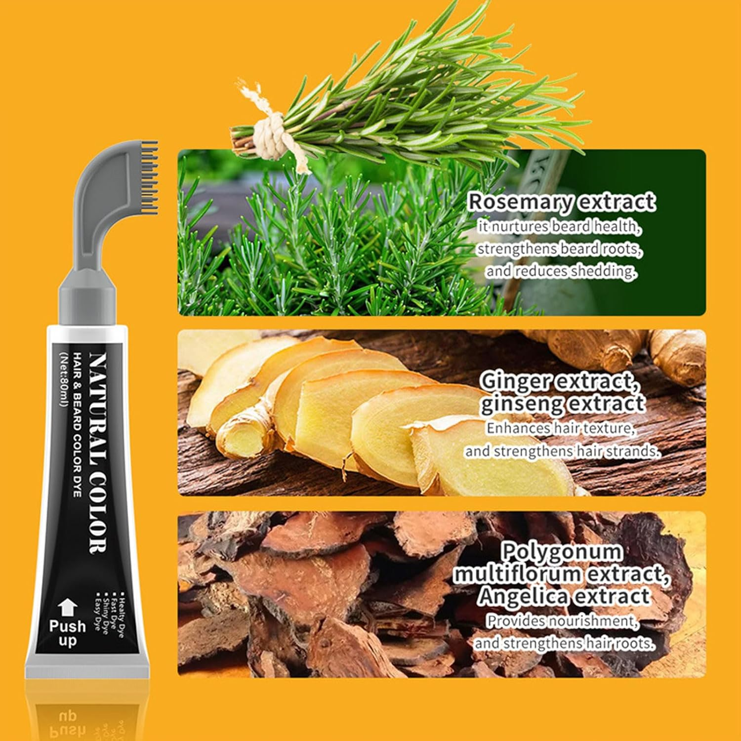 Beard Dye Shampoo, 80Ml Beard Dyeing Comb Black Beard Dye Shampoo for Mustache Long Lasting Black Beard Dye for Men image number 1