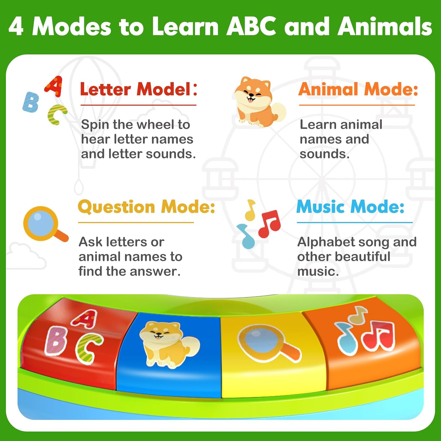 Toys for 1 2 3 Year Old Boy Girl, Musical Spin and Sing Alphabet Zoo, Learning Toys for Toddlers 1-3, Educational Interactive Toys, Christmas Birthday Baby Boys Girls Age 6-9-12-18 Months