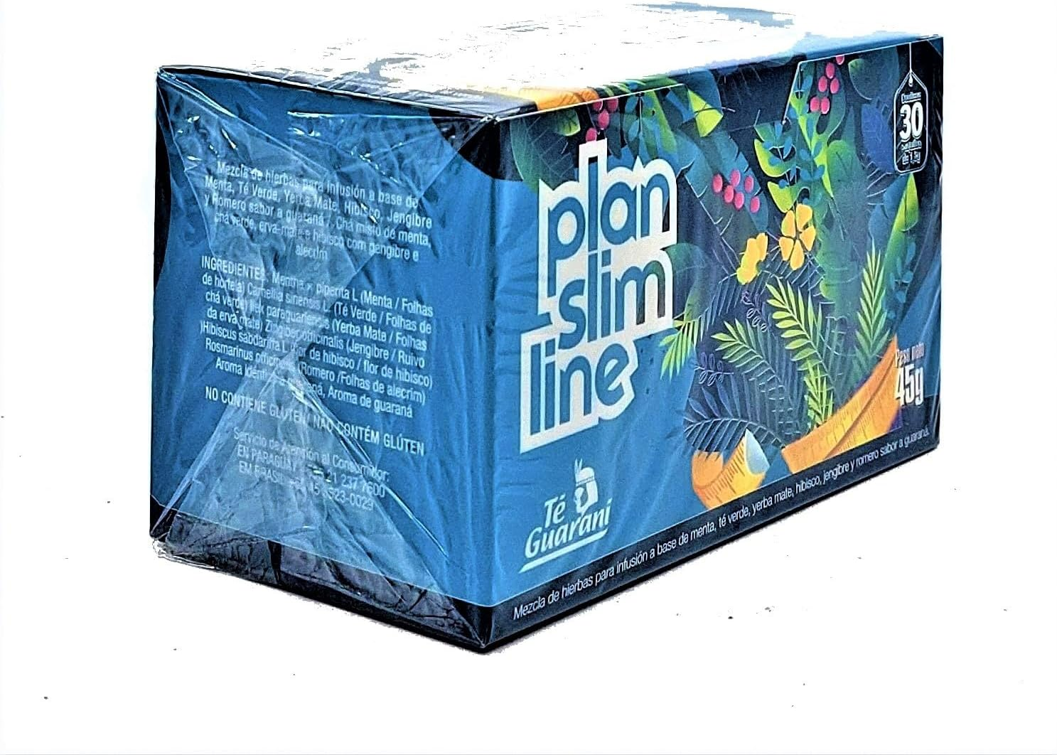 Te Guarani Plan Slim Line Herbal Tea 30 Teabags for Healthy Weight Support, Caffeine Free, Herbal Tea with Green Tea, Mint, Yerba Mate, Hibiscus, Ginger, Rosemary image number 1