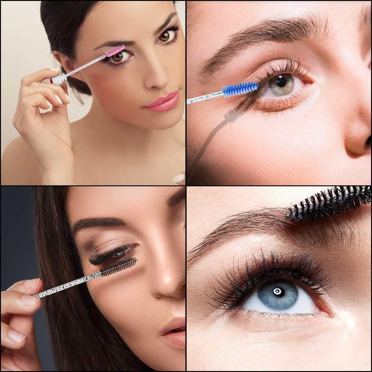 20-Piece Disposable Mascara Wand Set - Diamond Eyelash Brushes, Lash Wand Tubes, Spoolies with Empty Tube - Makeup Tool, Eyebrow Applicator Supplies (Mixed Color) image number 3