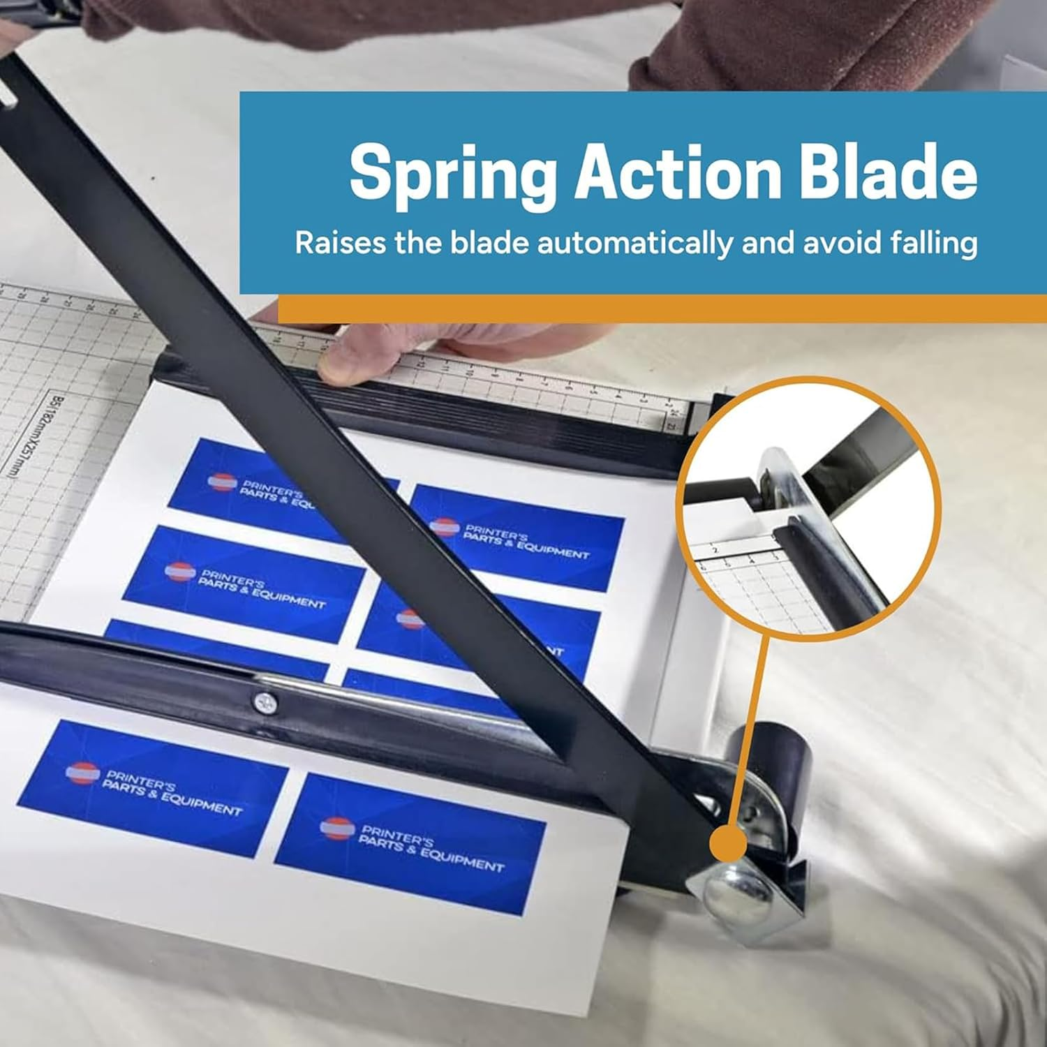 Guillotine Paper Cutter，12" Heavy Duty Paper Cutter with Scoring Board - Paper Slicer with Adjustable Positioning Ruler - Perfect Paper Trimmer and Cardstock Cutter for Office image number 3