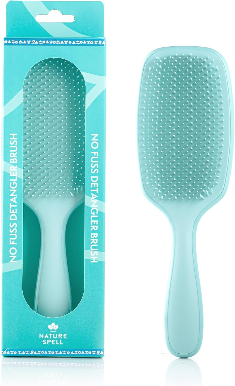Nature Spell No Knots Detangling Hair Brush | Detangles All Hair Types | for Wet & Dry Hair | Eliminates Knots & Reduces Breakage | (Glossy Turquoise)