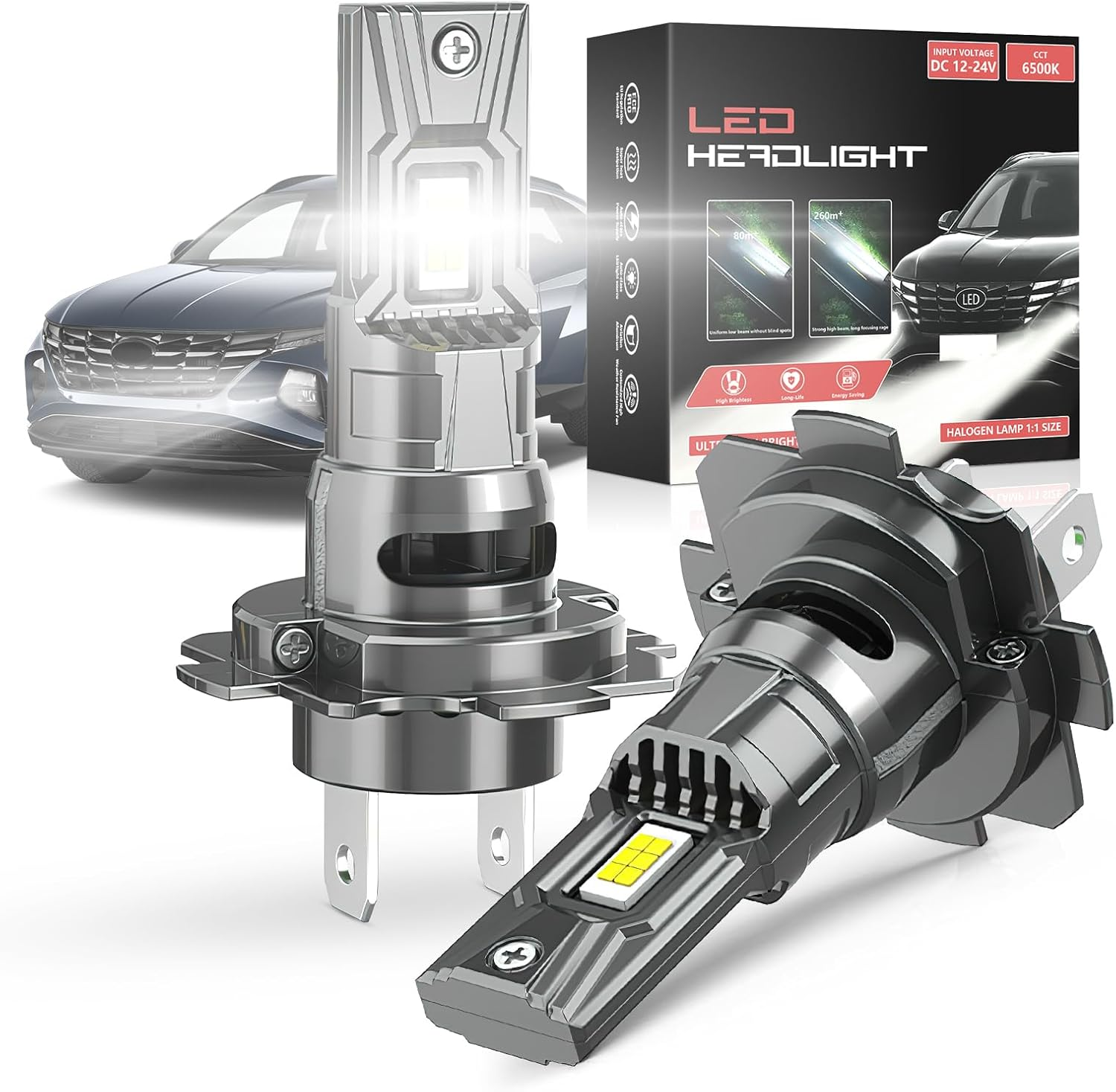 H7 LED Headlight Bulbs 20000LM 6500K White, 1:1 Mini Size Plug & Play, 100,000Hrs, IP68 Waterproof & Canbus Ready for 99% Vehicles - Pack of 2