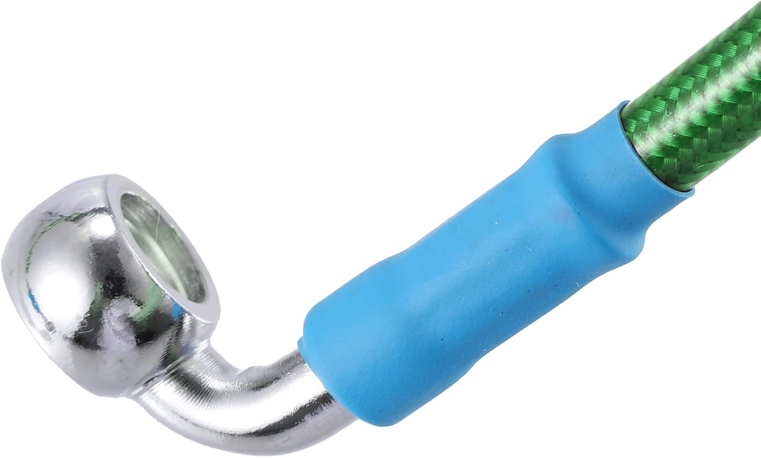 X AUTOHAUX 120Cm AN3 M10 Car Hydraulic Brake Line Oil Hose Pipe Fitting 28&deg; 90&deg; Stainless Steel for Car Motorcycle Dirt Racing Bike Green image number 7