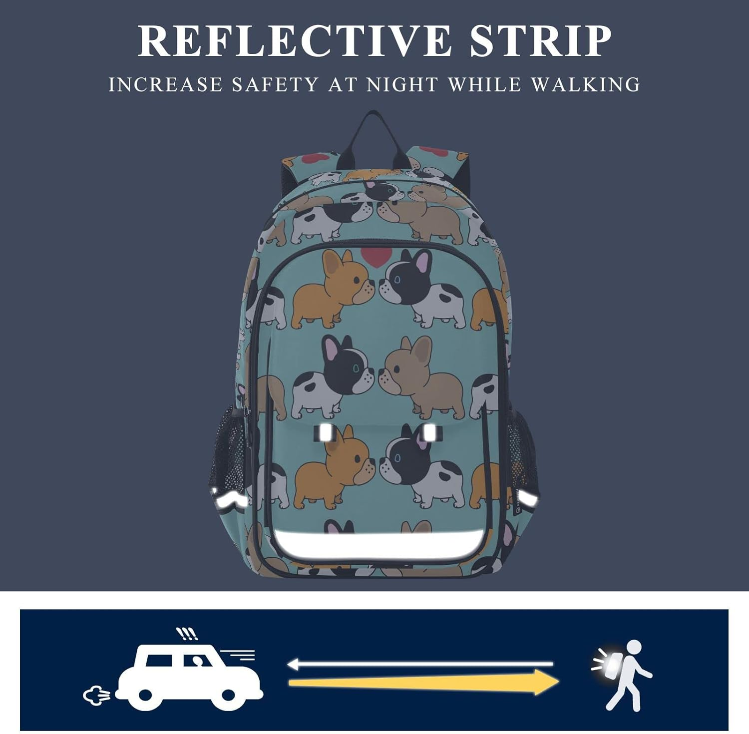 ALAZA Cute Puppy Dog French Bulldog Print Laptop Backpack Purse for Women Men Travel Bag Casual Daypack with Compartment & Multiple Pockets, Multicolor, One Size, Daypack Backpacks image number 2