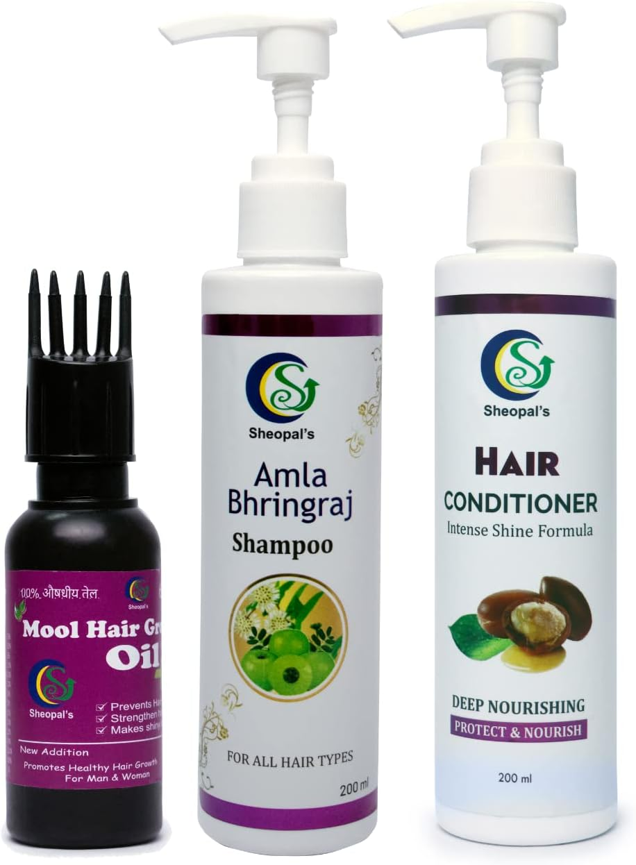 Sheopals Mool Hair Grow Oil, Amla Shampoo and Serum Combo Pack Hair Kit | Rakhi Gift for Brother & Sister | Gift Set for Women & Men | Pack of 3 (Moolhairoil + Amla Shampoo + Serum) image number 4