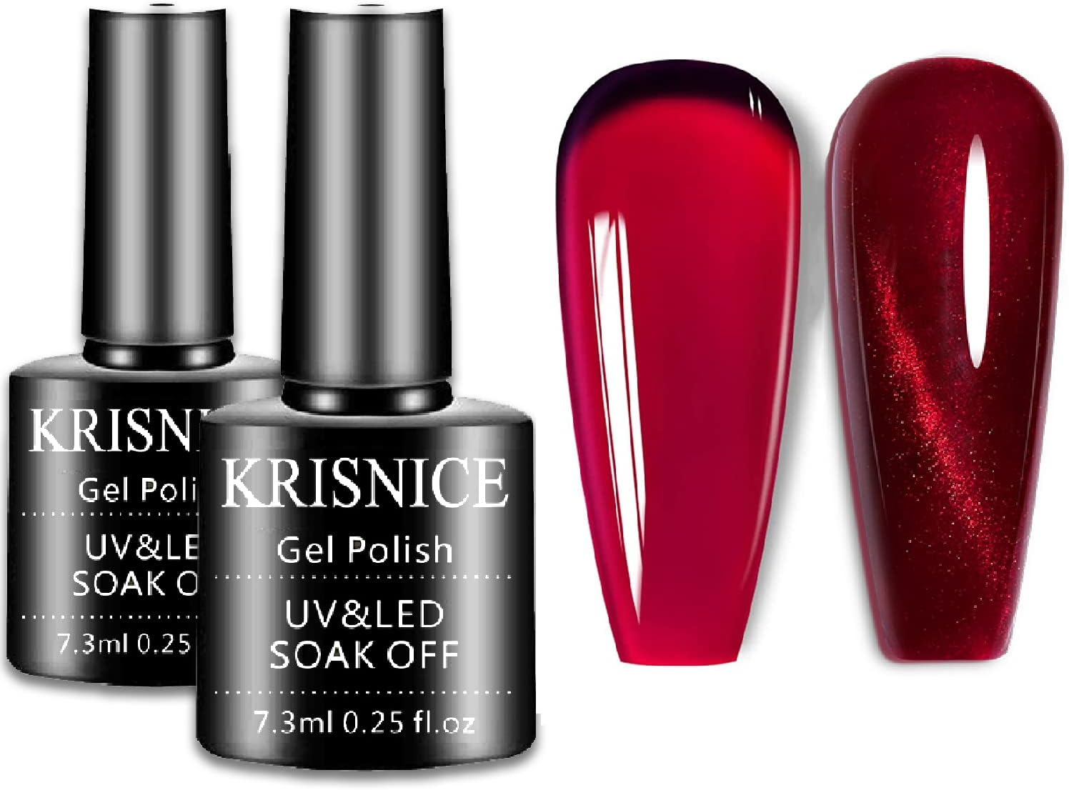 KRISNICE Jelly Crystal Gel Nail Polish Set Wine Burgundy Red Black Translucent Fall Autumn Designs Manicure DIY Home UV LED Soak off Art Gift (CS2-014)