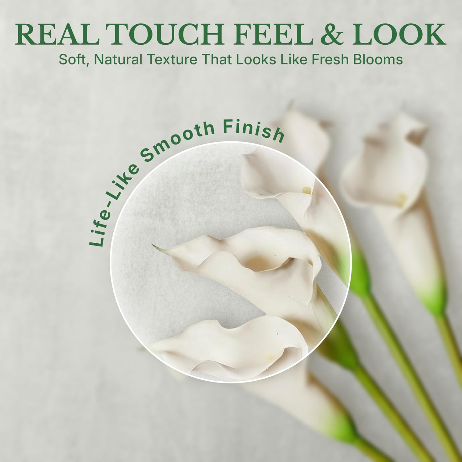 Mini Calla Lily Real Touch Faux Stems 1 Pack &ndash; Realistic Silk Flowers for Home Decor, Floral Arrangements, Bouquets & DIY Crafts &ndash; 50Cm Tall Artificial Plants