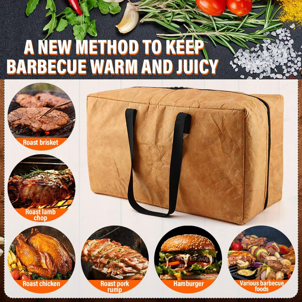 BBQ Blanket Aluminum Foil Insulated for Resting Meat Smoker Grilling with Zipper(Color:Brown) image number 6
