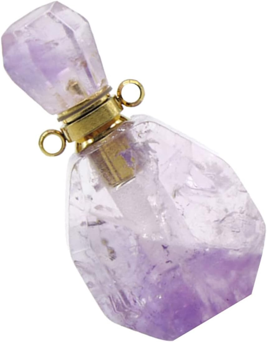 Yardenfun Natural Crystal Fluorite Wishing Bottle Perfume Bottle Pendant Necklace Accessories for Hanging Necklace Pendant Jewelry Decorations image number 2