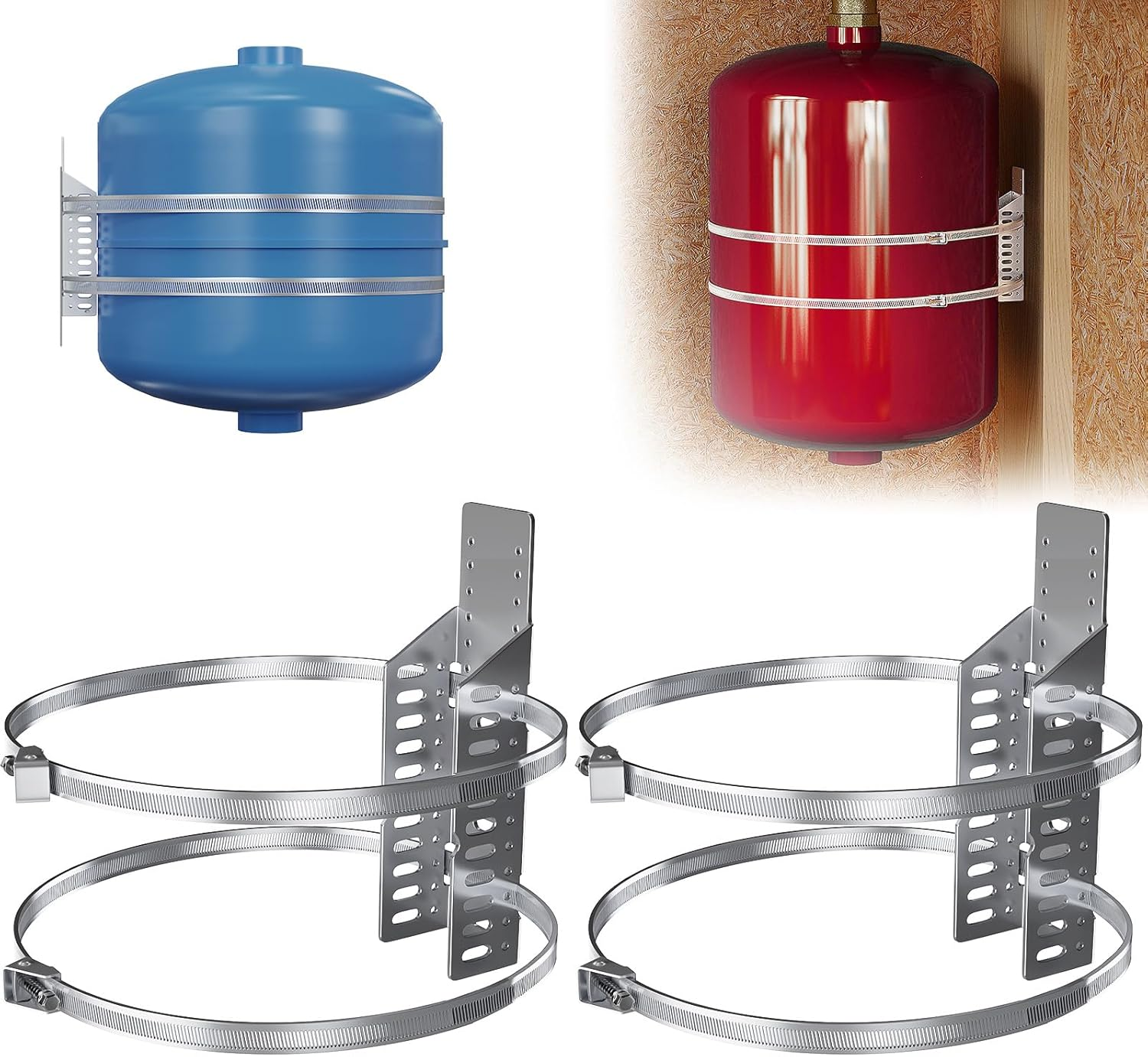 Expansion Tank Mounting Bracket for Hot Water Heater,Thermal Expansion Tank Holder with 2 Earthquake Straps,Support 5-Gallon Hot Water Tanks up to 13 Inches in Diameter-1 Set