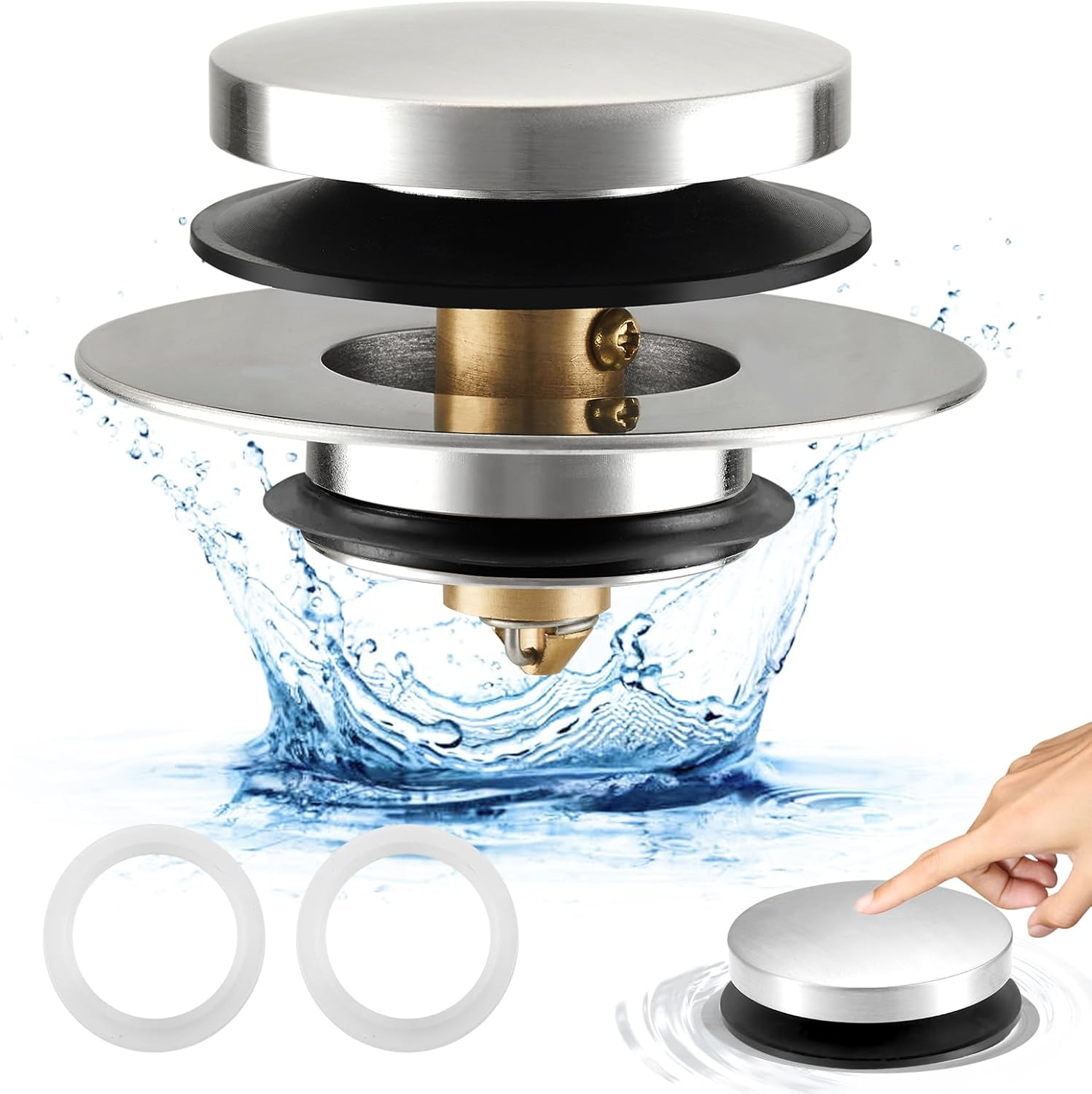 Uxoz Bathtub Stopper Upgraded Tub Stopper Universal Drain Stopper, Replacing Lift and Turn, Tip Toe or Trip Lever Tub Drains for 1.5"-1.72" Drain Hole image number 4