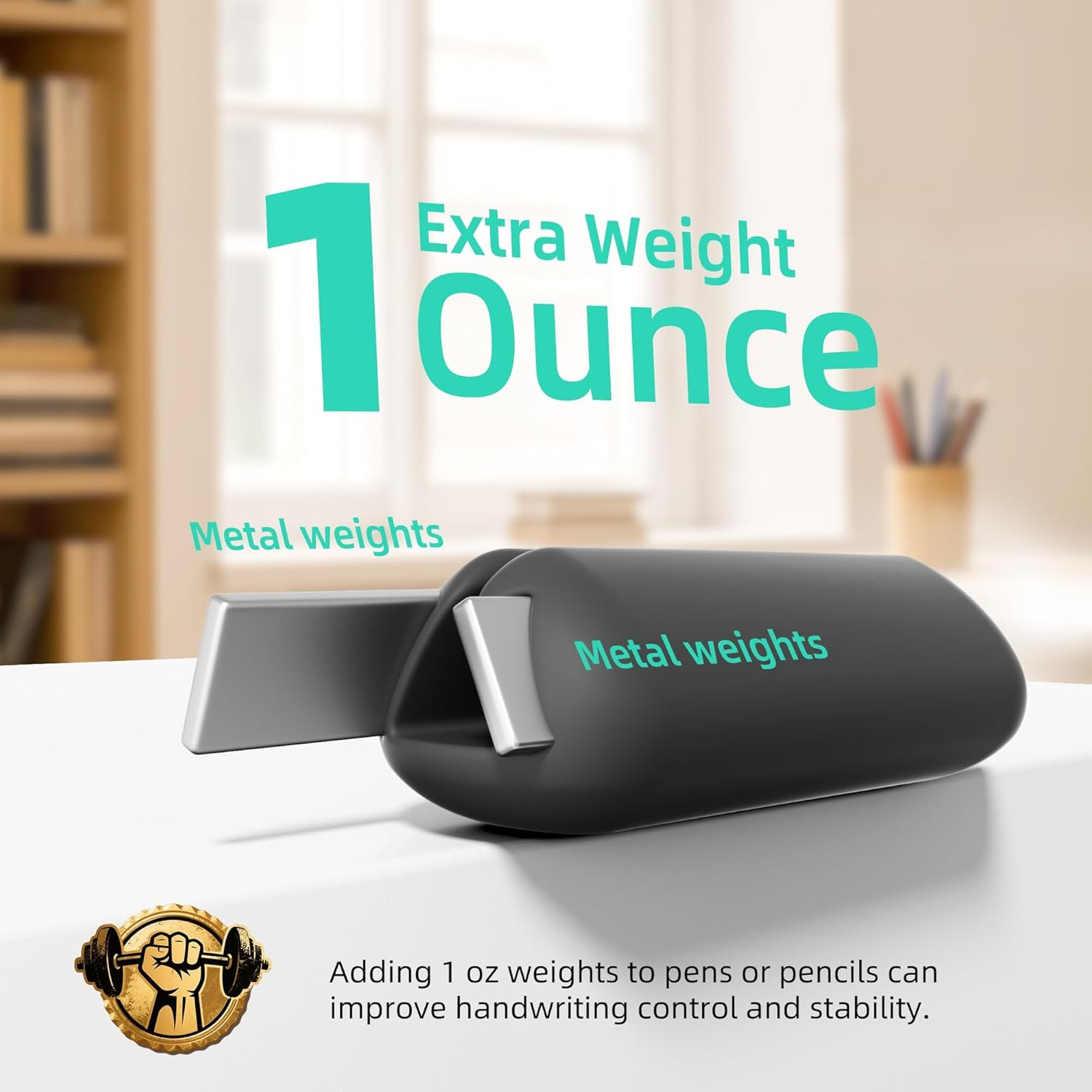 5 Pack Weighted Pencil Grips, Training Grips for Pencil, Silicone Handwriting Aid for Kids, Elderly & Special Needs &ndash; Improves Penmanship for Autism,Adhd,Tremors,Dyspraxia & Fine Motor Skills image number 3