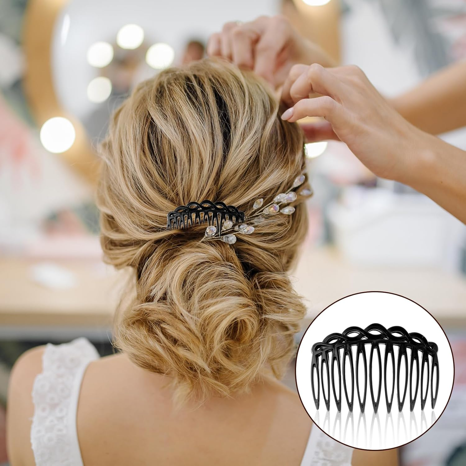 COMNICO 12 Pcs French Hair Side Combs, Women Hair Comb Accessories Set Plastic Twist Decorative Comb Hair Clips 4 Colors Bridal Wedding Veil Teeth Hair Combs for Multiple Hairstyles Girls Women