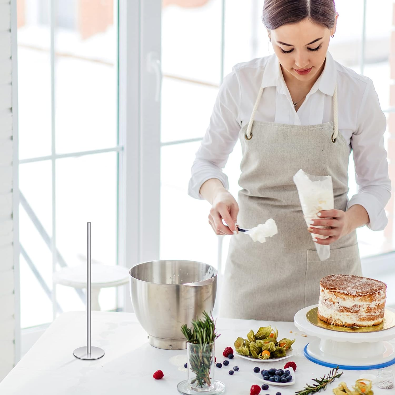 Cake Heating Rod 5.71 Inch Sliver Baking Nails for Baking Stainless Steel Heating Core for Cakes Stick Supplies(4 Pcs)