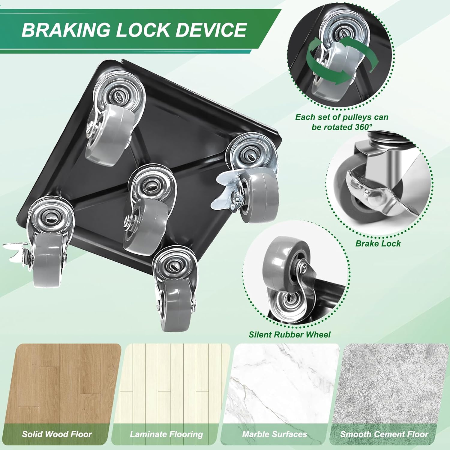 SAILESI Furniture Dolly 4 Pack, Heavy Duty Furniture Movers with 5 Wheels 360&deg; Rotatable, Supports up to 1300KG, Carbon Steel Panel Heavy Duty Dolly for Easy Moving Appliance Sofa Cabinet Refrigerator image number 2