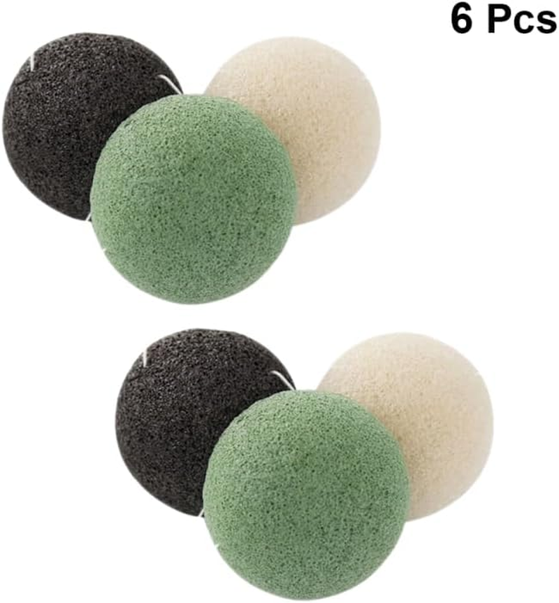 Healvian 6Pcs Konjac Sponges Organic Facial Sponge Face Washing Puff Konjac Sponge Charcoal Exfoliation Sponge for Face Facial Sponges Gentle Exfoliating Sponge Sponges for Cleaning image number 1