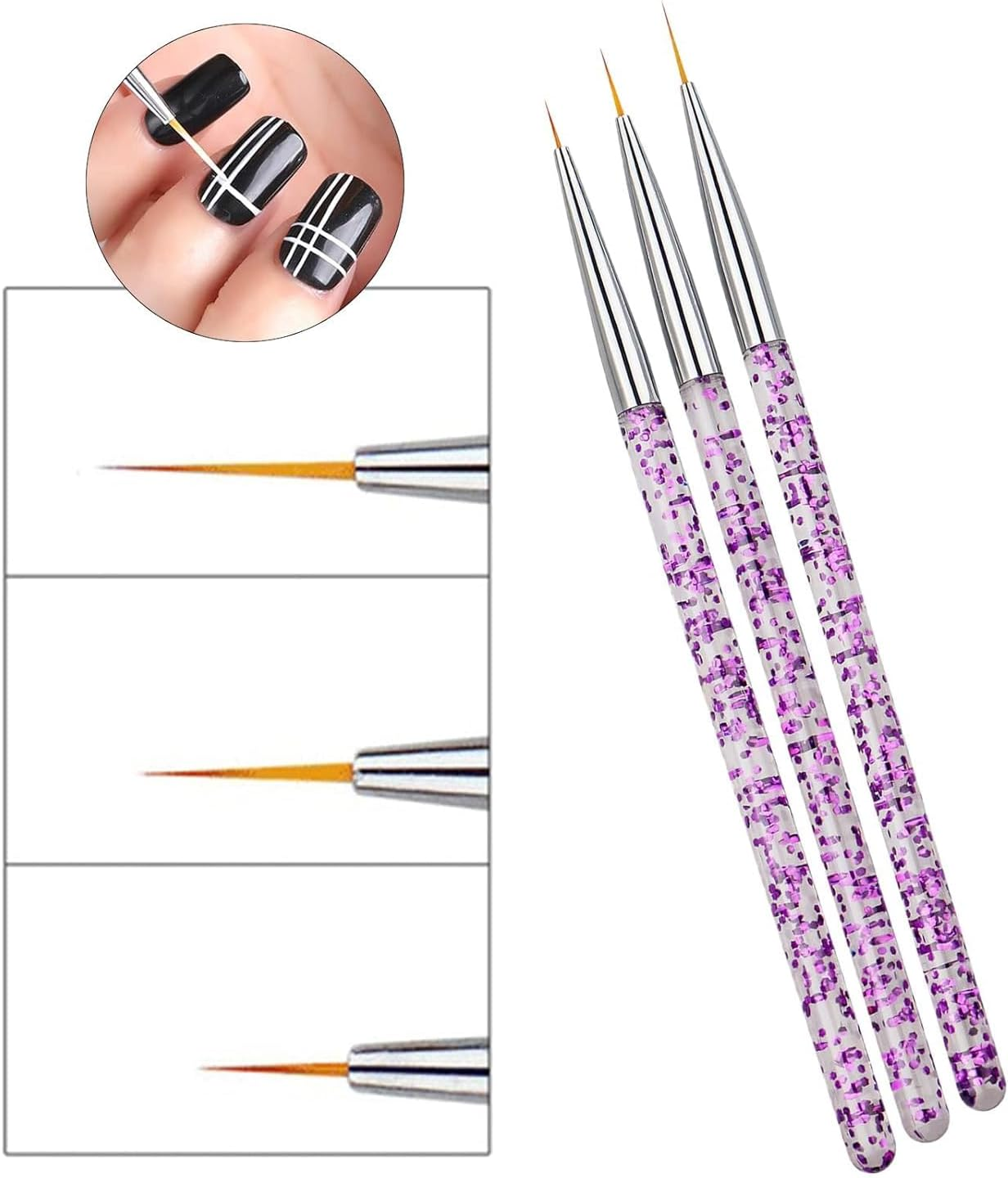 3 Pcs Blue Nail Art Liner Brushes Nail Art Supplies UV Gel Painting Acrylic Nail Art Brushes for Home Salon Valentine'S Day/Mother'S Day/Anniversary/Wedding/Party/Graduation/Birthday Gifts