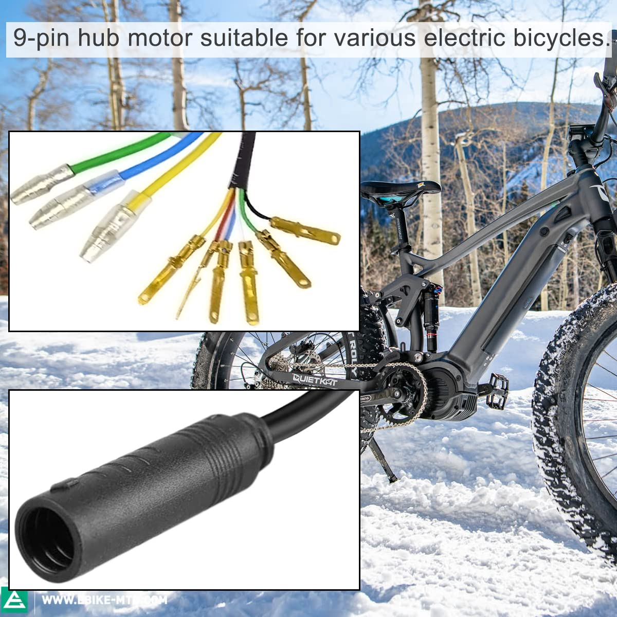 9 Pin Wheel Hub Motor Cable, E-Bike Motor Hall Sensor Waterproof Extension Cable, 80Cm Electric Bike Accessories Convert Cord for Electric Bicycle