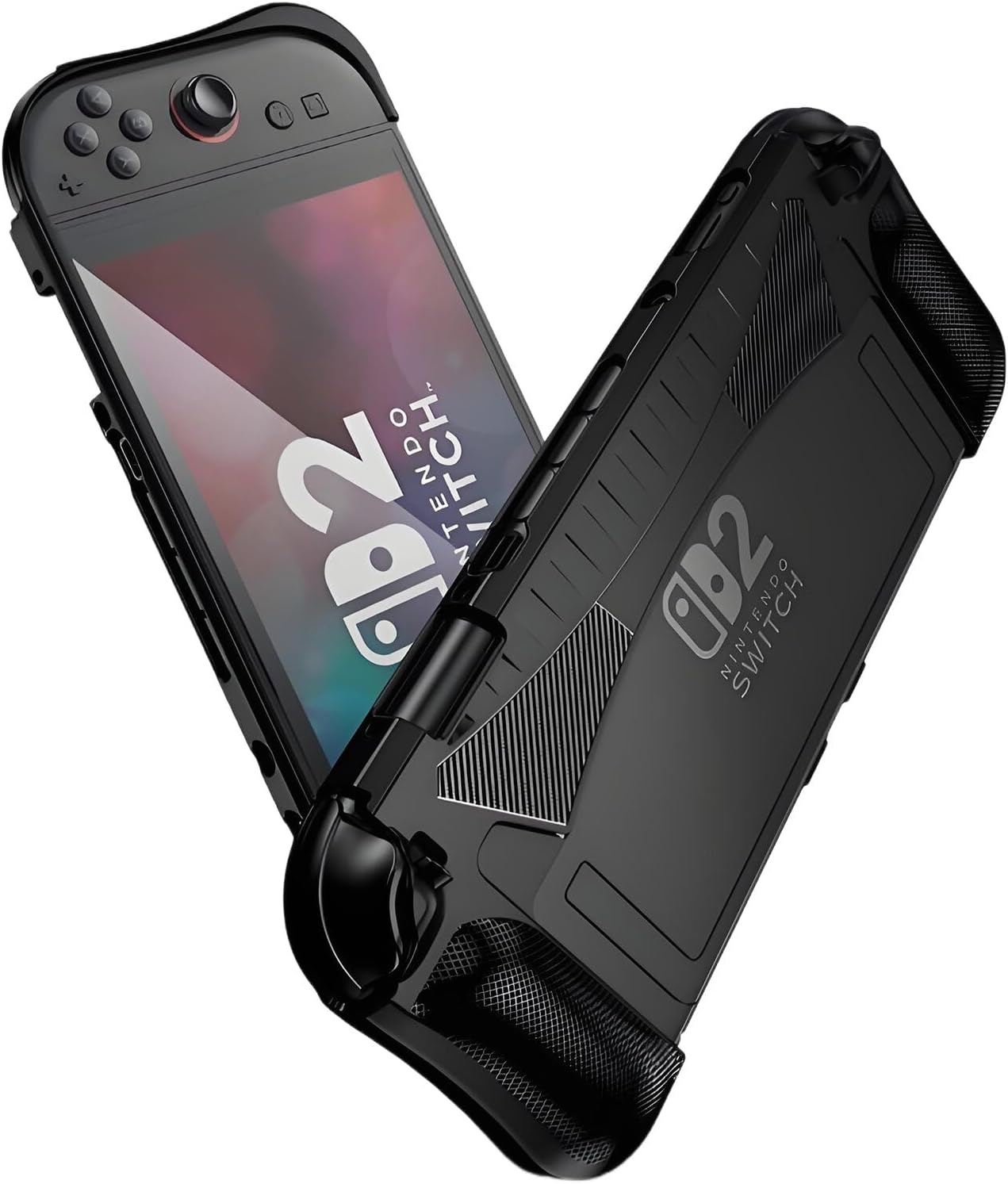Crspexil Dockable Case for Nintendo Switch 2 - TPU Grip Protective Cover for Switch New Gen 2025 Console & Joy-Con Controller Accessories,Anti Fall TPU Protective Cover Accessories(Black)
