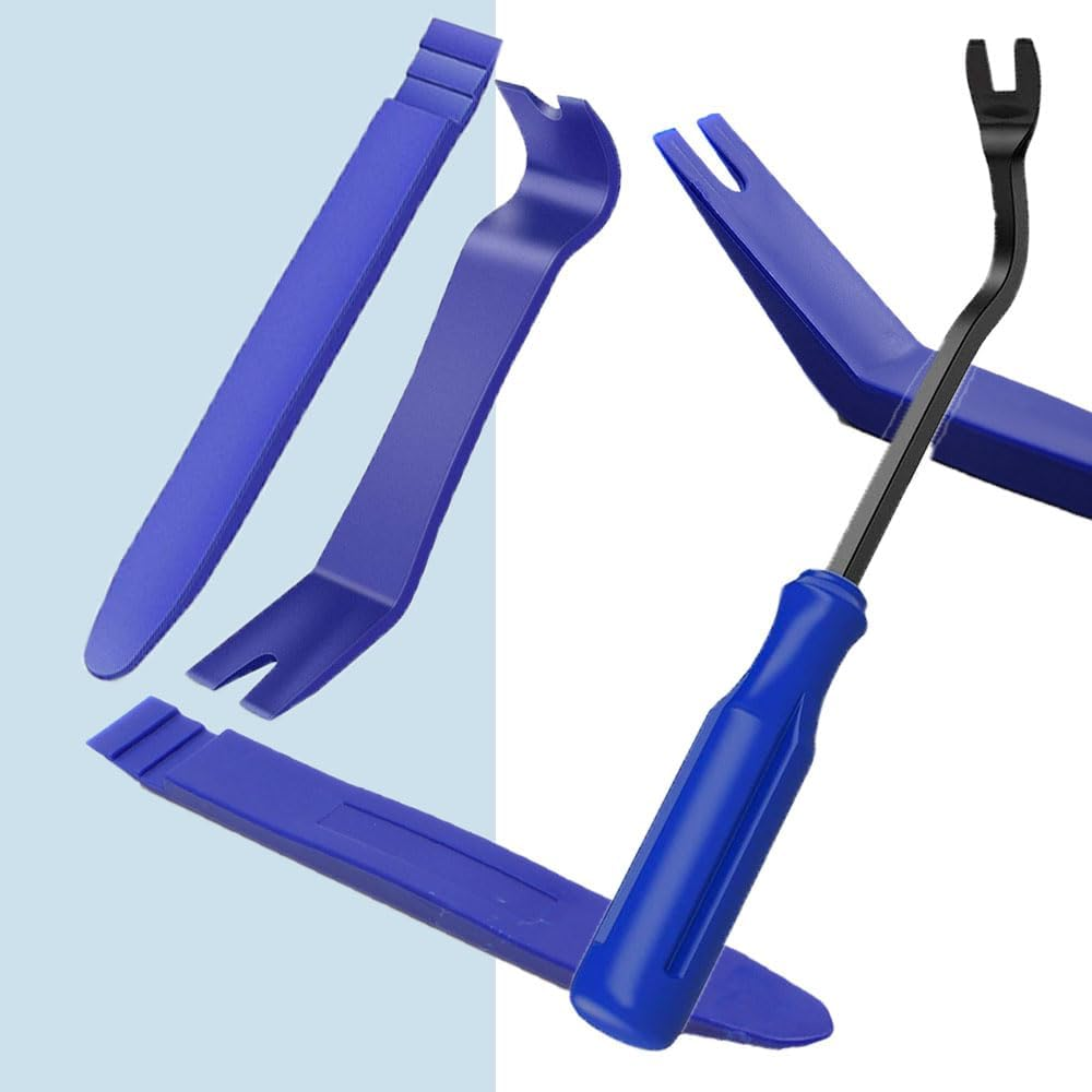 5 Pcs No Scratch Pvc Pry Tool Kit, Auto Trim Removal Tool Kit, Interior Door Panel Clip Removal Set for Vehicle Dash Radio Audio Installer, Interior Trim Tools, Blue image number 1